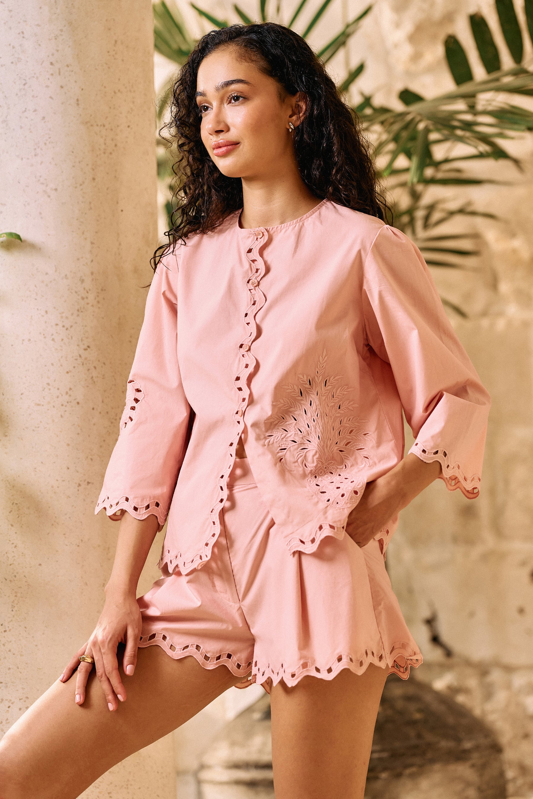 Dusty Pink Happy Within Cotton Poplin Shirt 