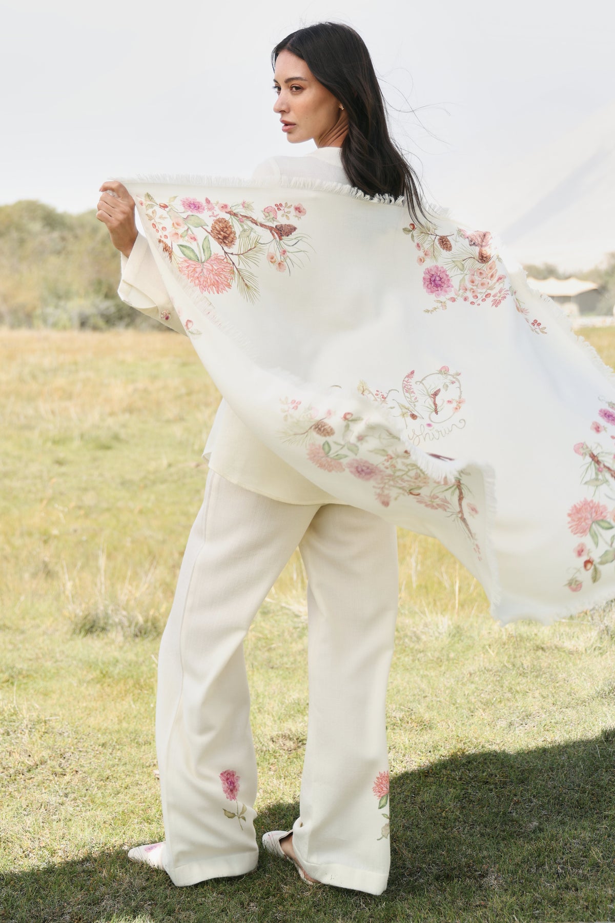 Autumn Bloom Woollen Pants (Ivory Alpine Botanics)