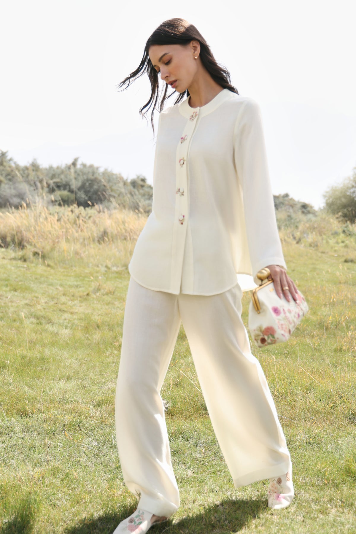 Autumn Bloom Woollen Top (Ivory Alpine Botanics)