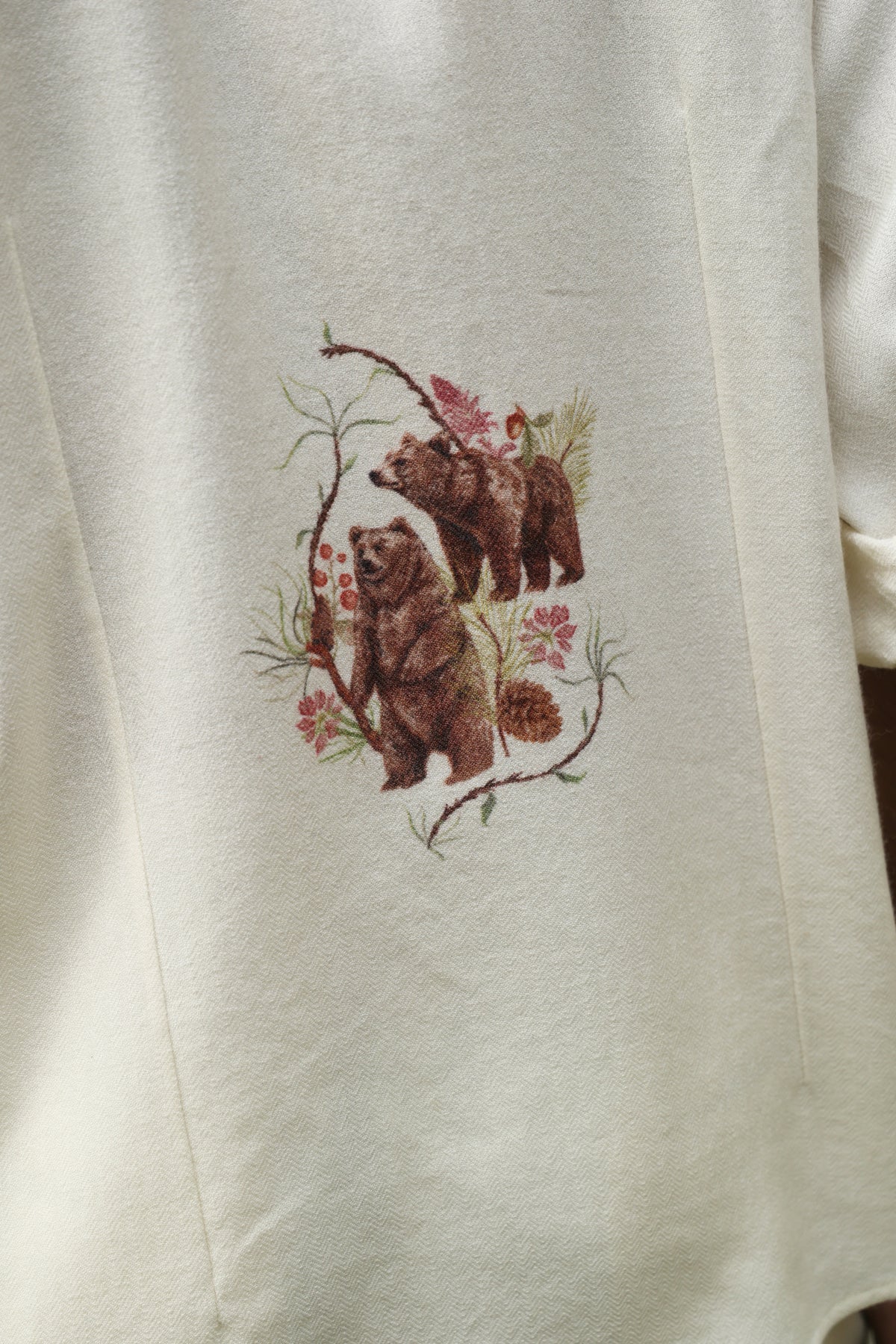 Himalayan Brown Bear Print Woollen Shirt - MAN (Alpine Botanics) & Baral Woollen Pants- MAN (Ivory)