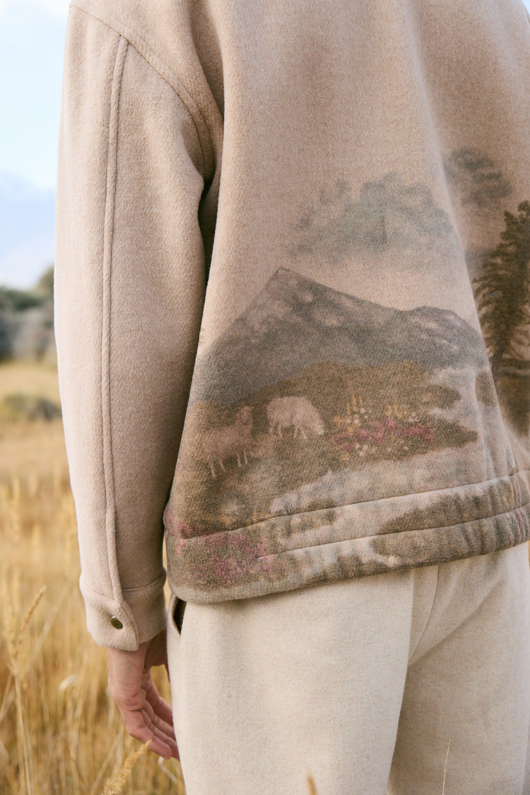 Valley Print Varsity Jacket -Man (Oatmeal)