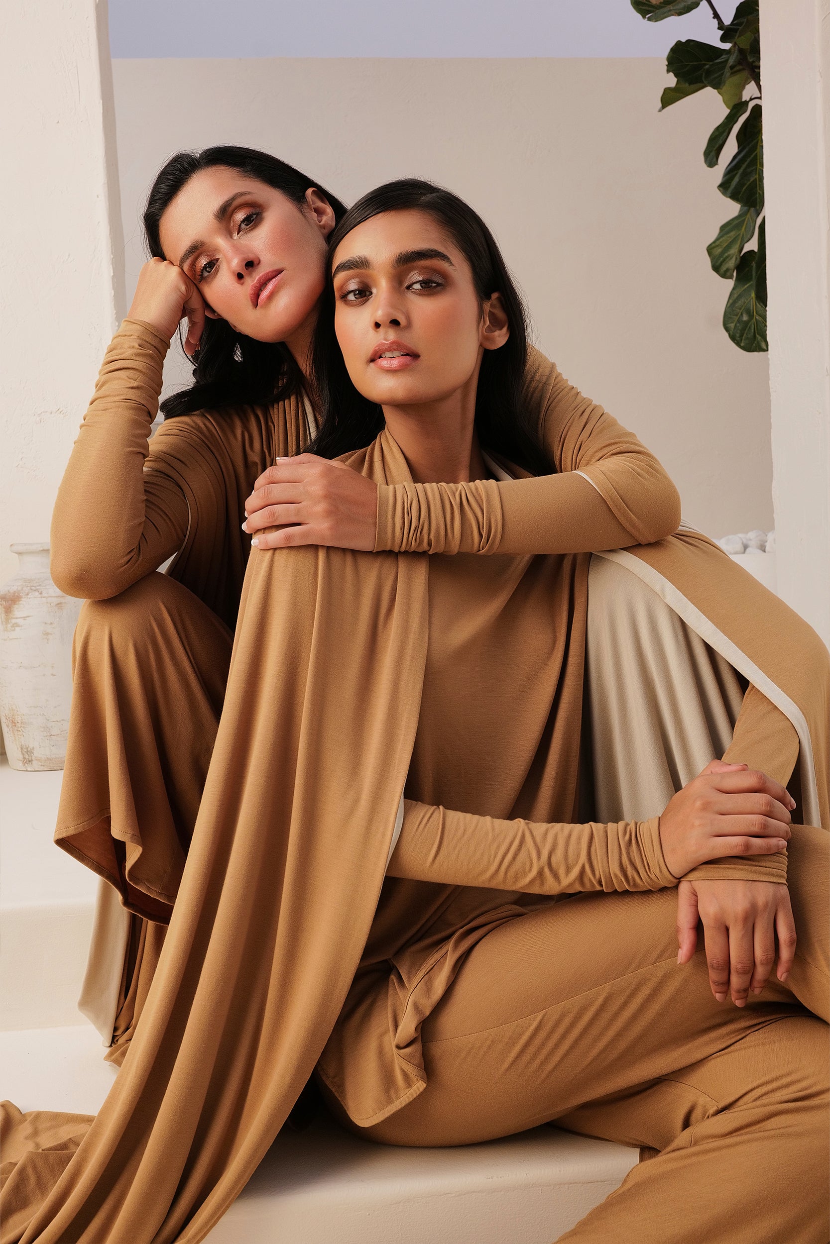 Sand Skin Reversable Shawl In Natural & Sand