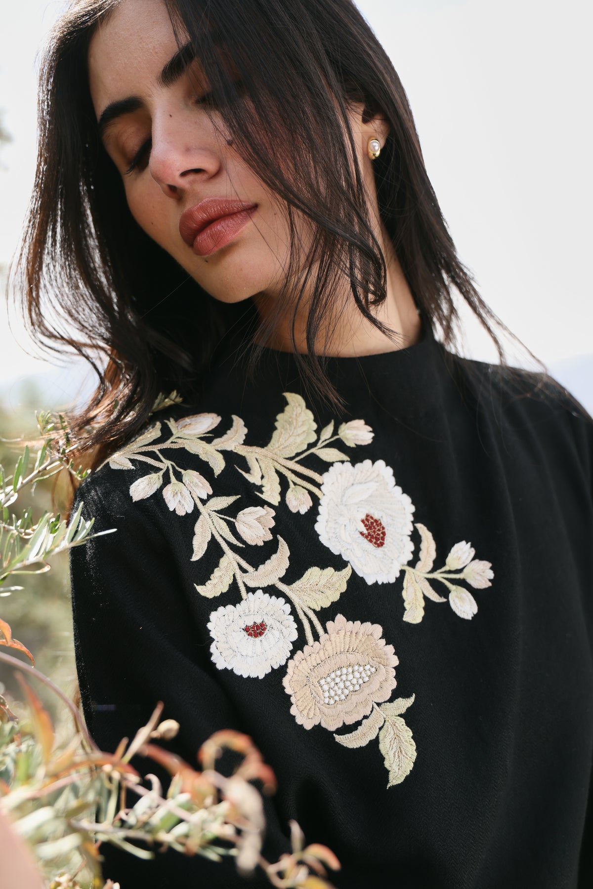Nightfall Long Woollen Top (Black) & Laha Woollen Pants (Ivory)