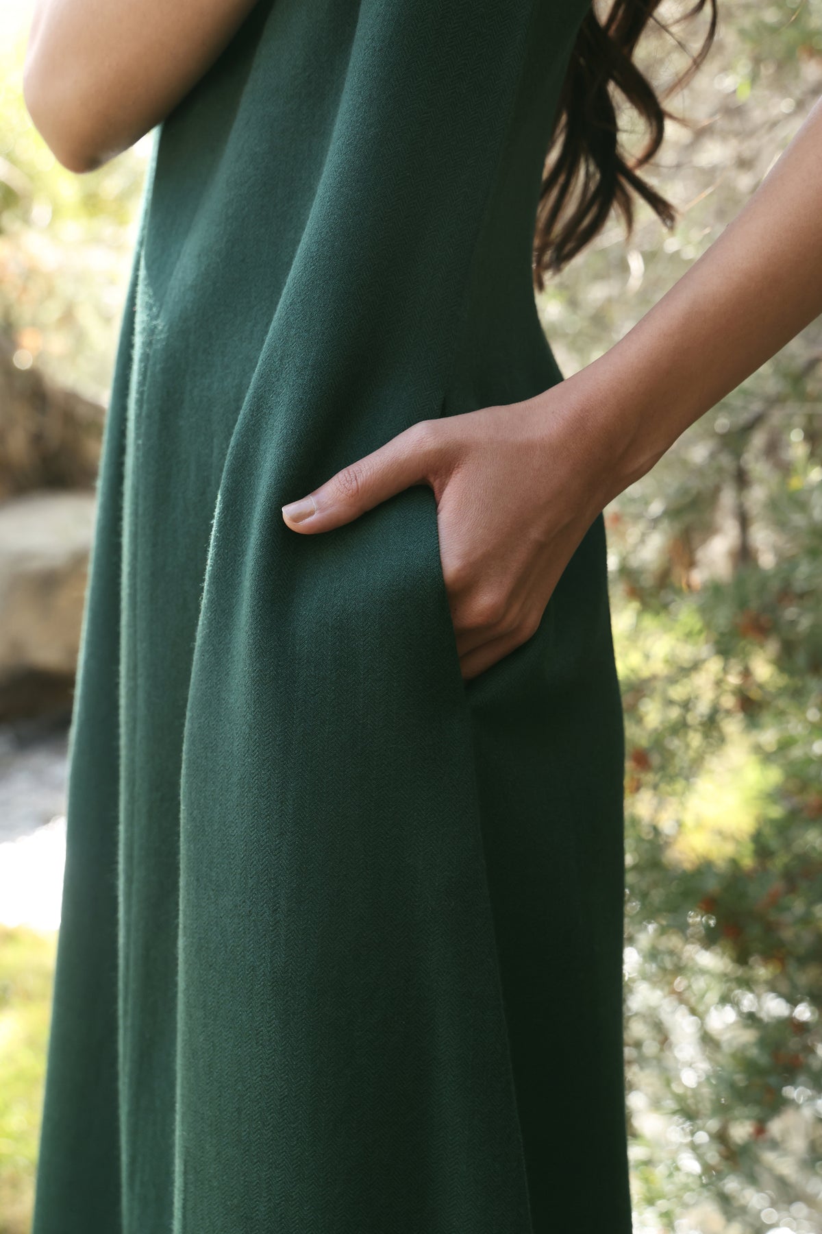 Afterglow Woollen Lace Dress (Forest Pine)
