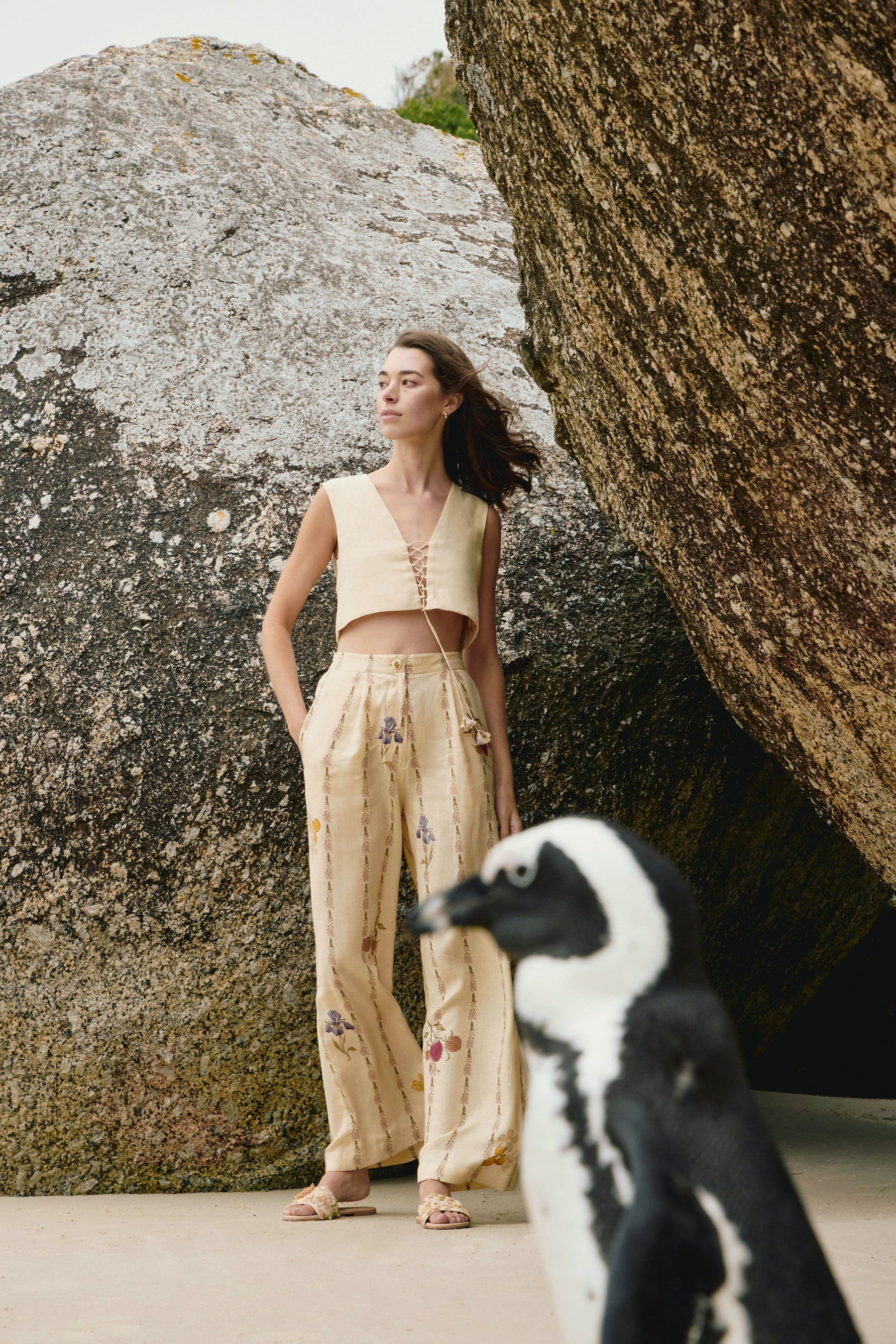 Mallorca Vest (Vanilla) & SAND Savanna Pants (Floral Vanilla)