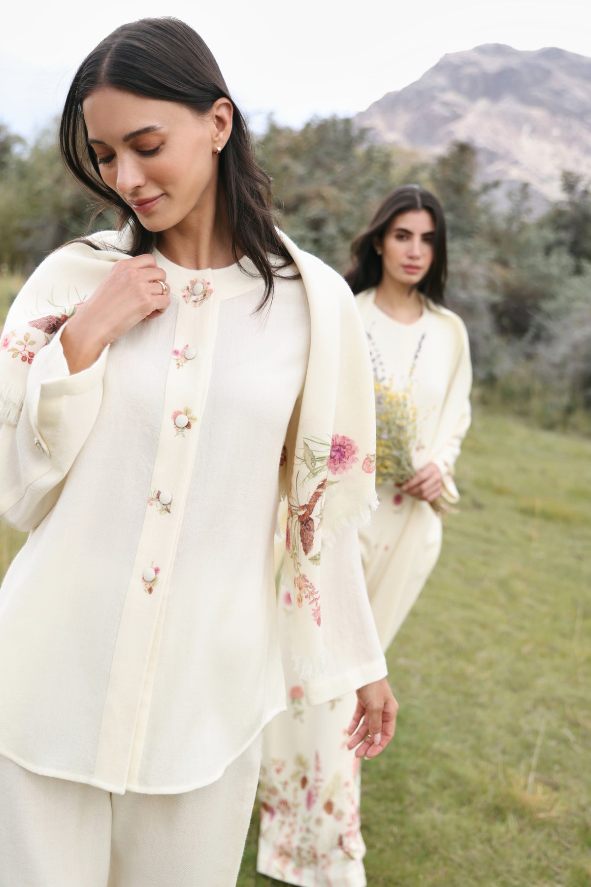 Autumn Bloom Woollen Top (Ivory Alpine Botanics)