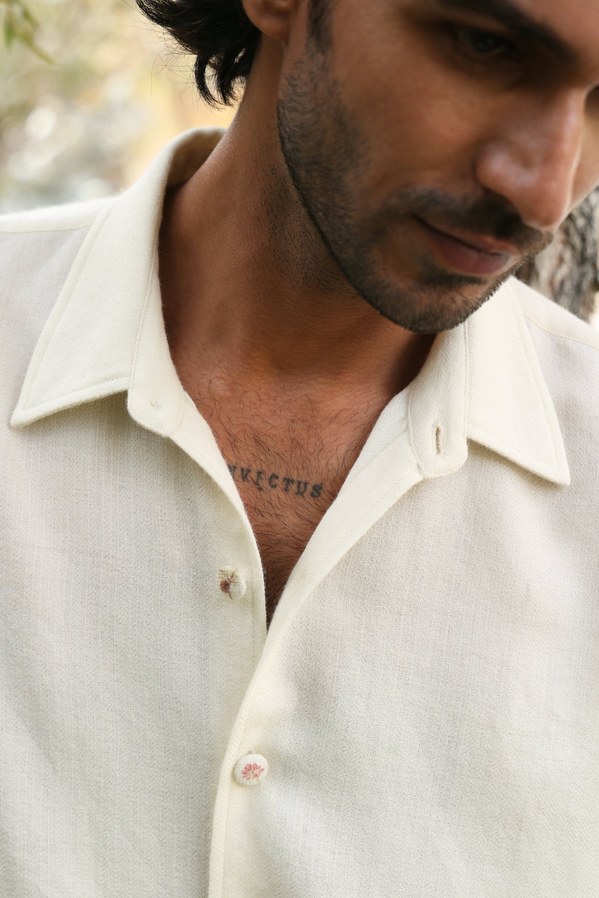 Himalayan Brown Bear Print Woollen Shirt - MAN (Alpine Botanics) & Baral Woollen Pants- MAN (Ivory)