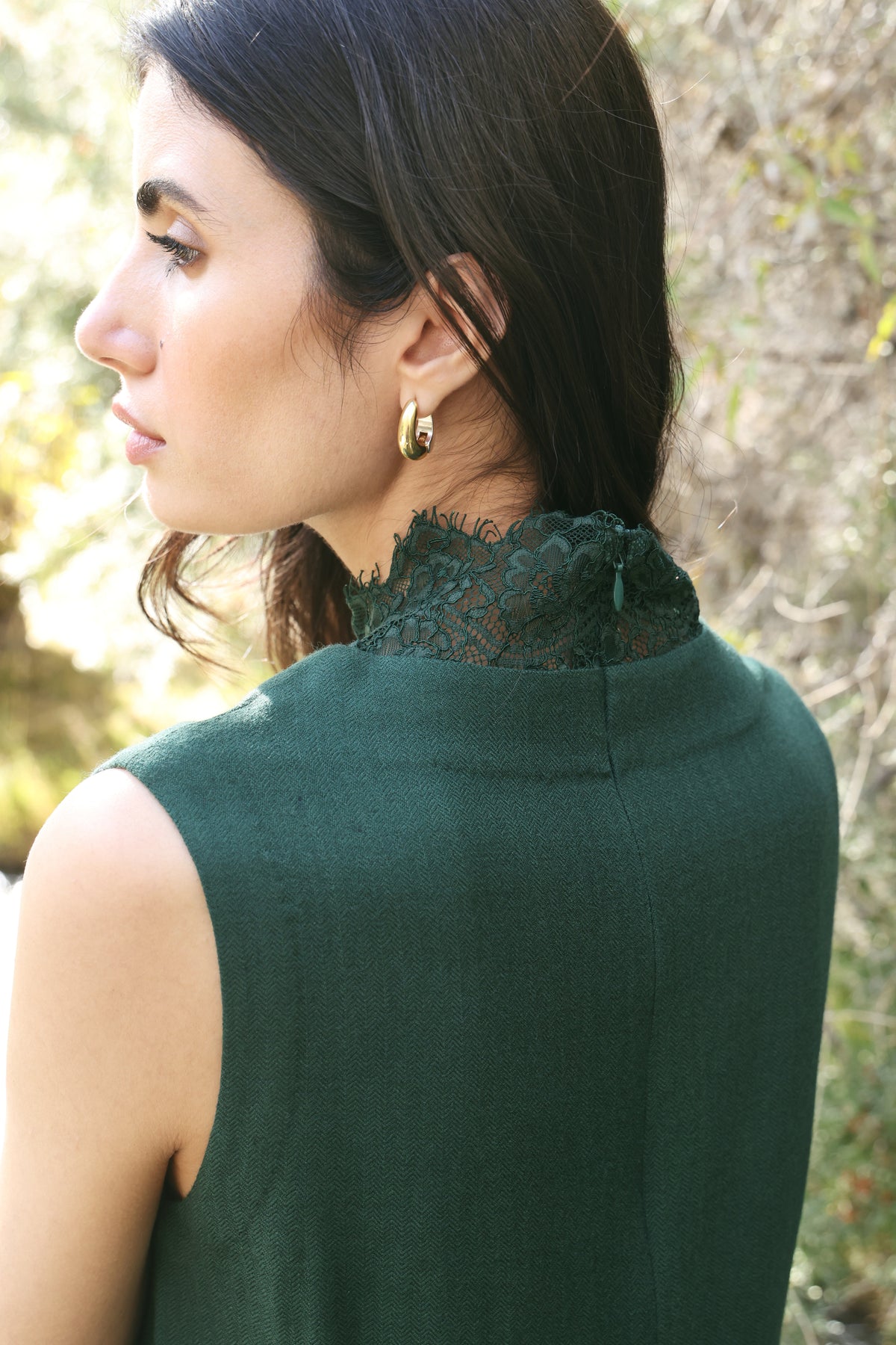 Afterglow Woollen Lace Dress (Forest Pine) & Afterglow Woollen Overlay Jacket (Forest Pine)