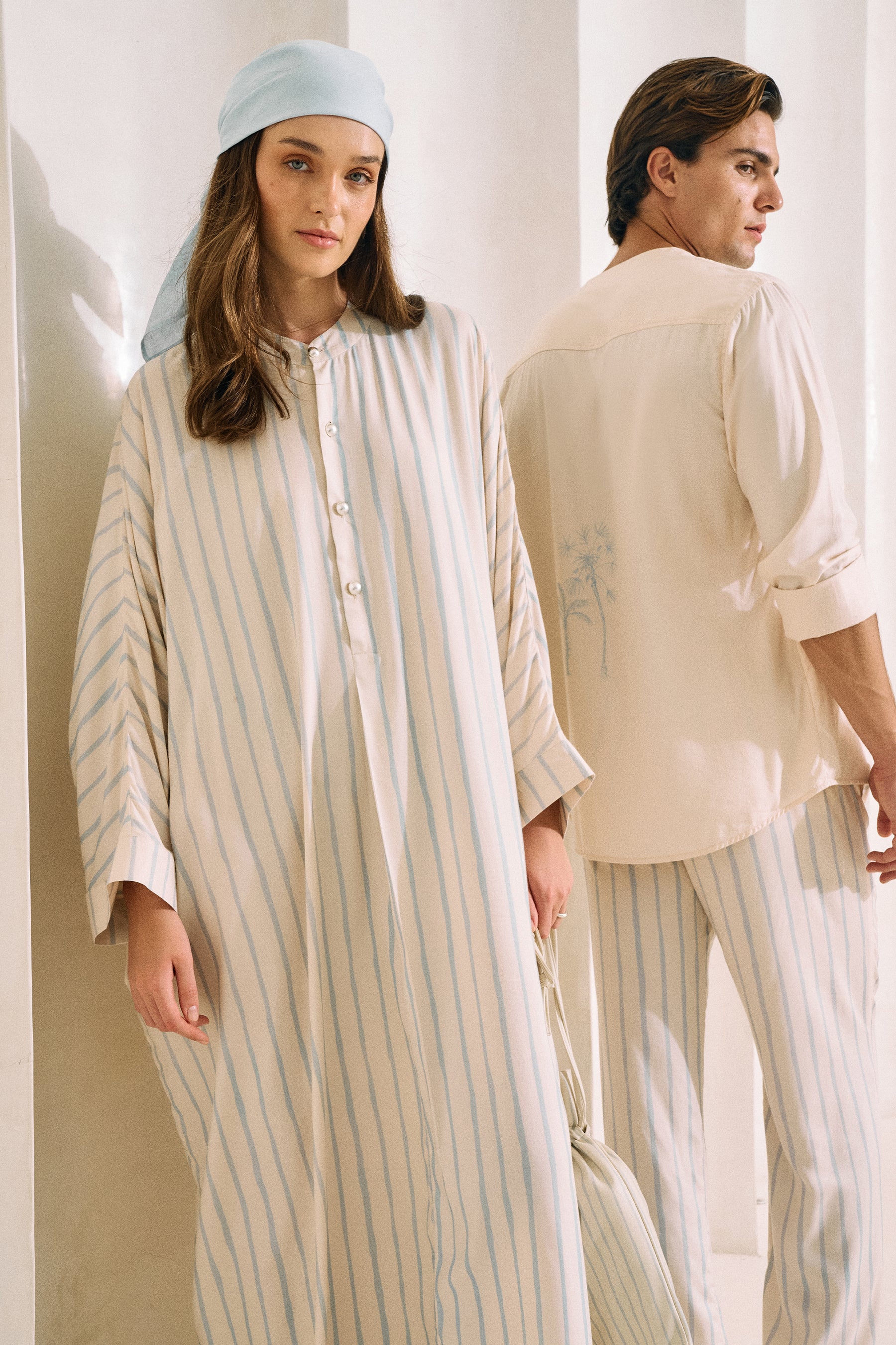 Oasis Eucalyptus Shirt- MAN (Ecru & Spring Blue)