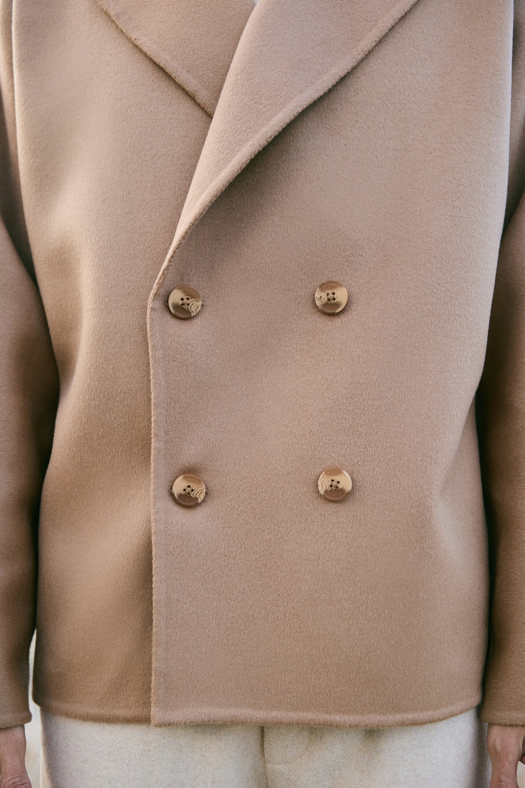 Cashmere-Silk-Merino Blend Short Coat-MAN (Warm Honey)
