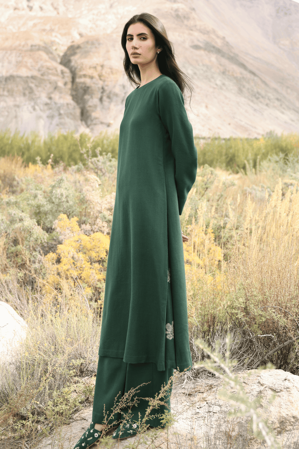 First Frost Woollen Top Dress (Forest Pine)