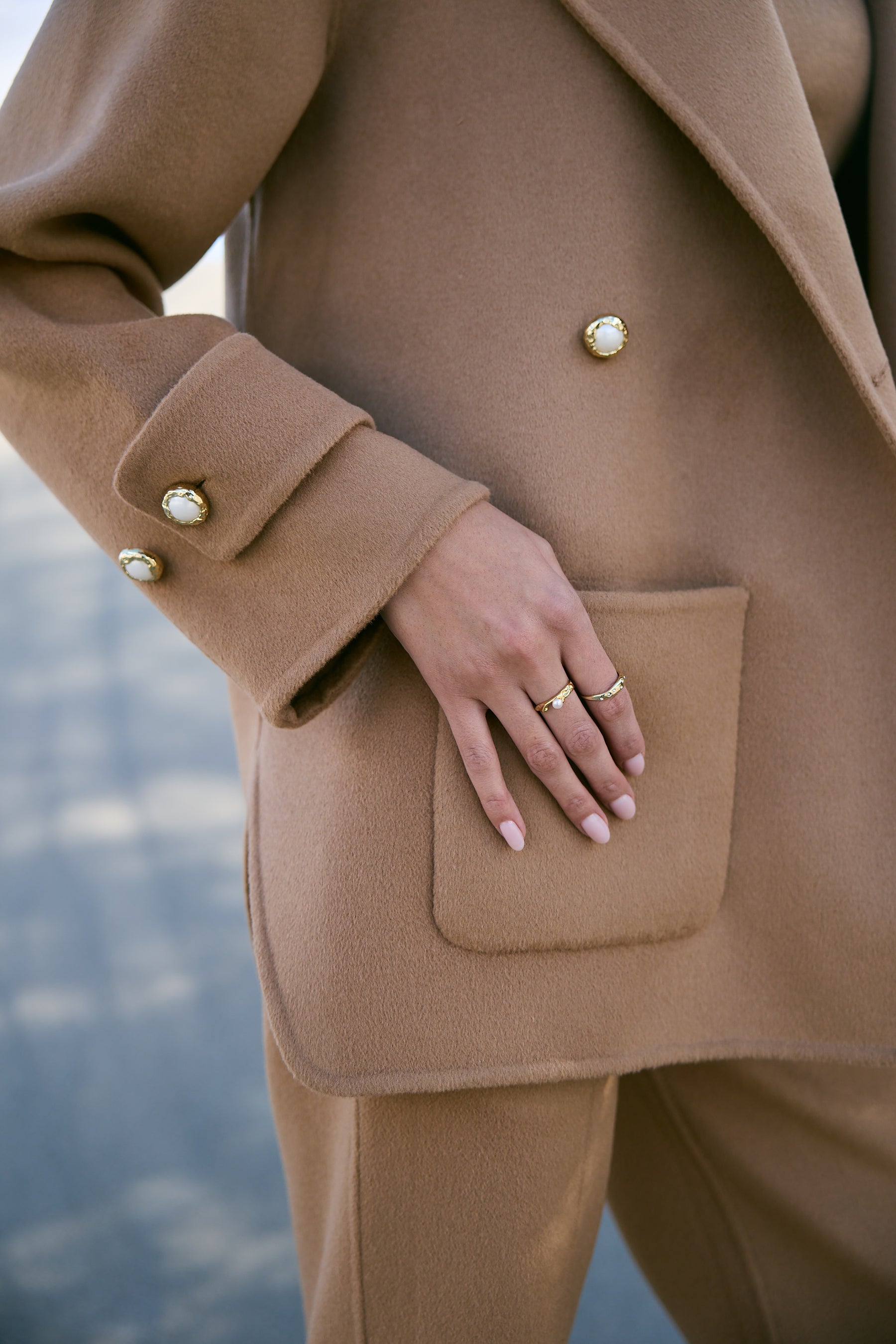 Cashmere-Silk-Merino Blend Short Coat (Warm Honey)