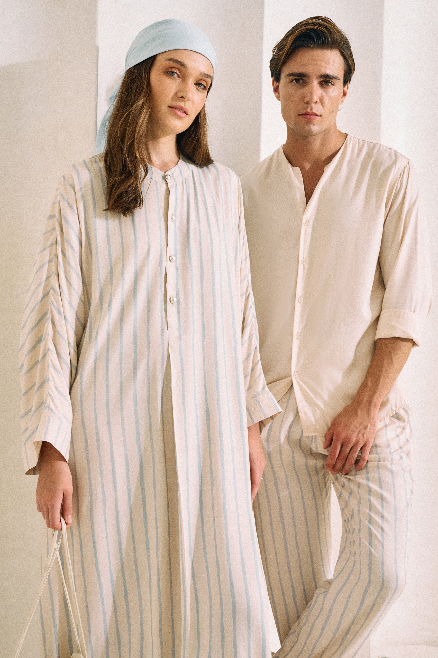Oasis Eucalyptus Shirt- MAN (Ecru & Spring Blue)