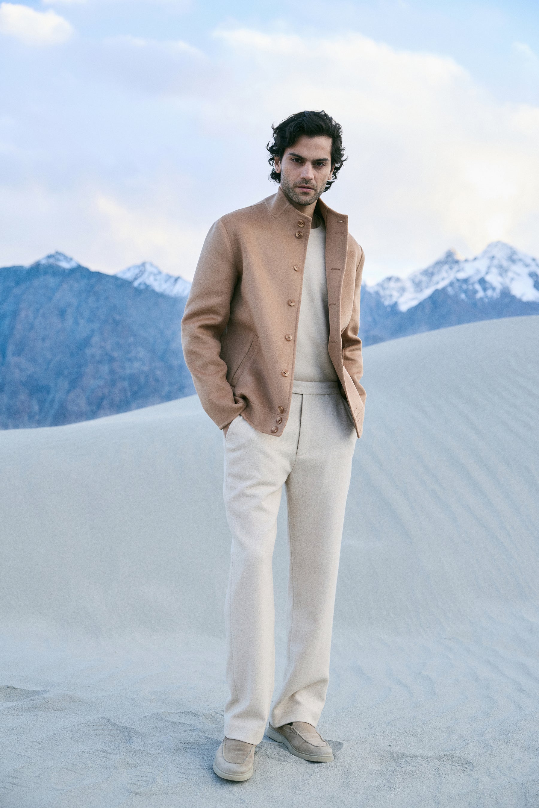 Merino Wool Blend New Trousers- MAN (Oatmeal)