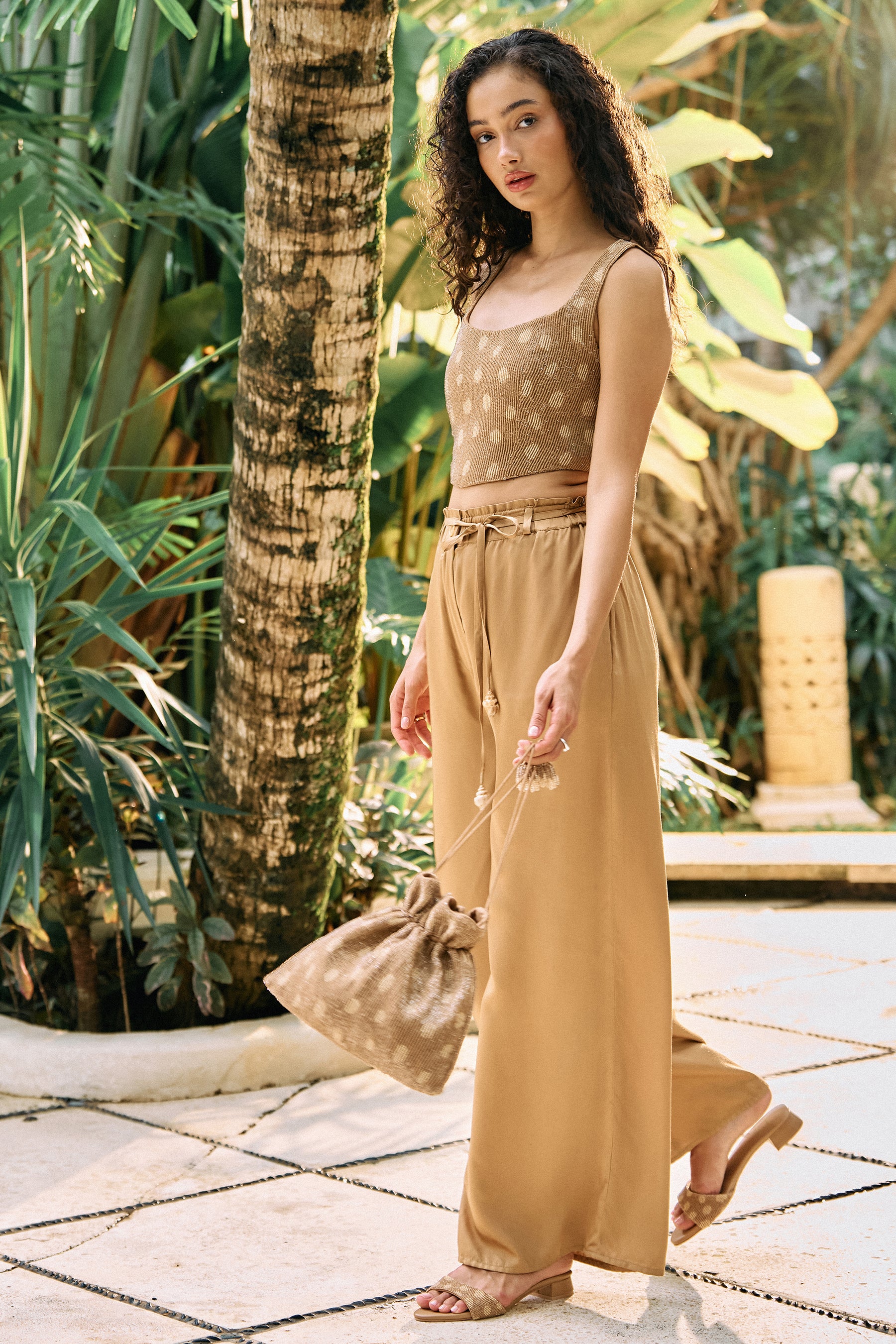 Sand Bambi Organic Linen Crop Top