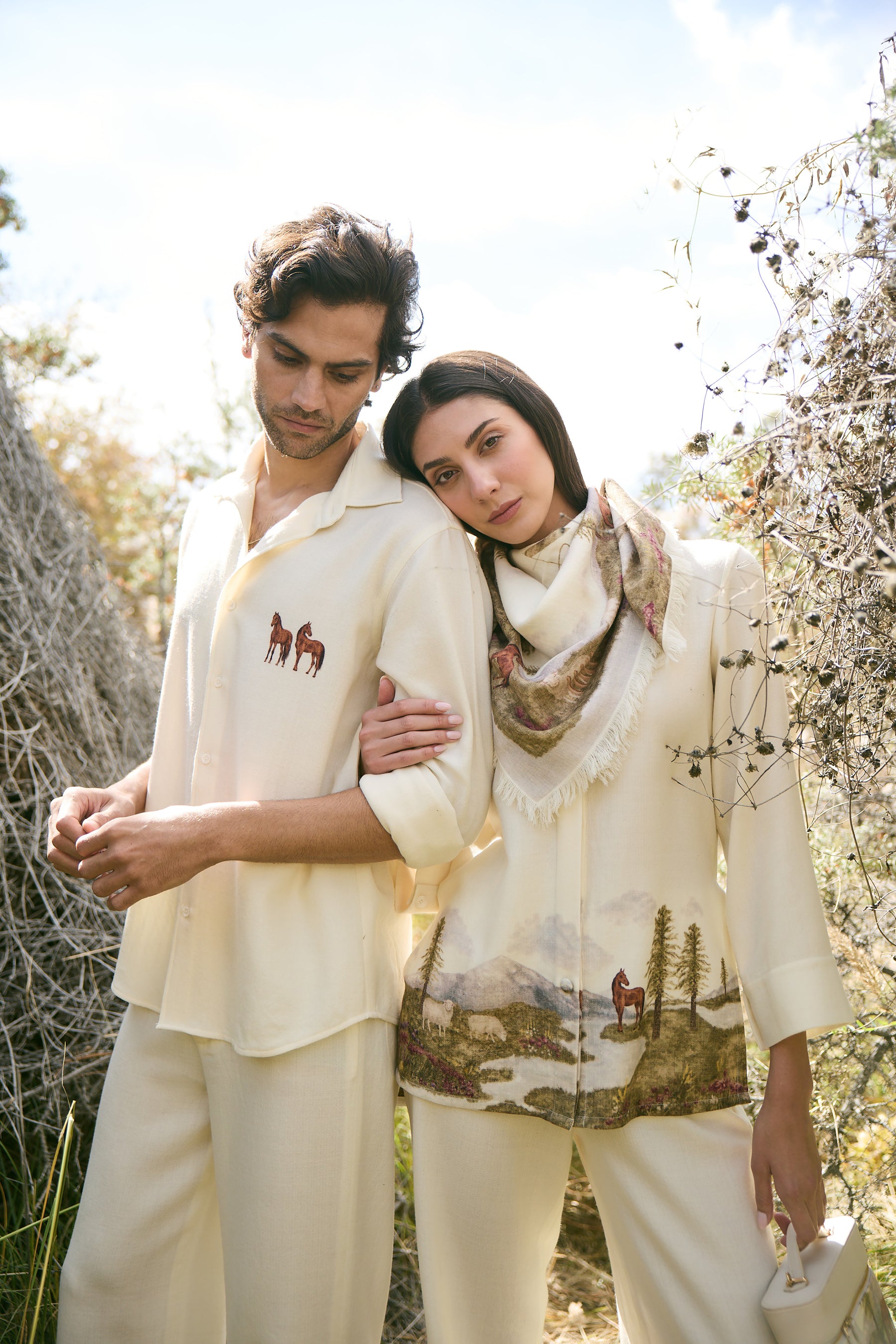 Valley Horse Print Woollen Shirt - MAN (Ivory)