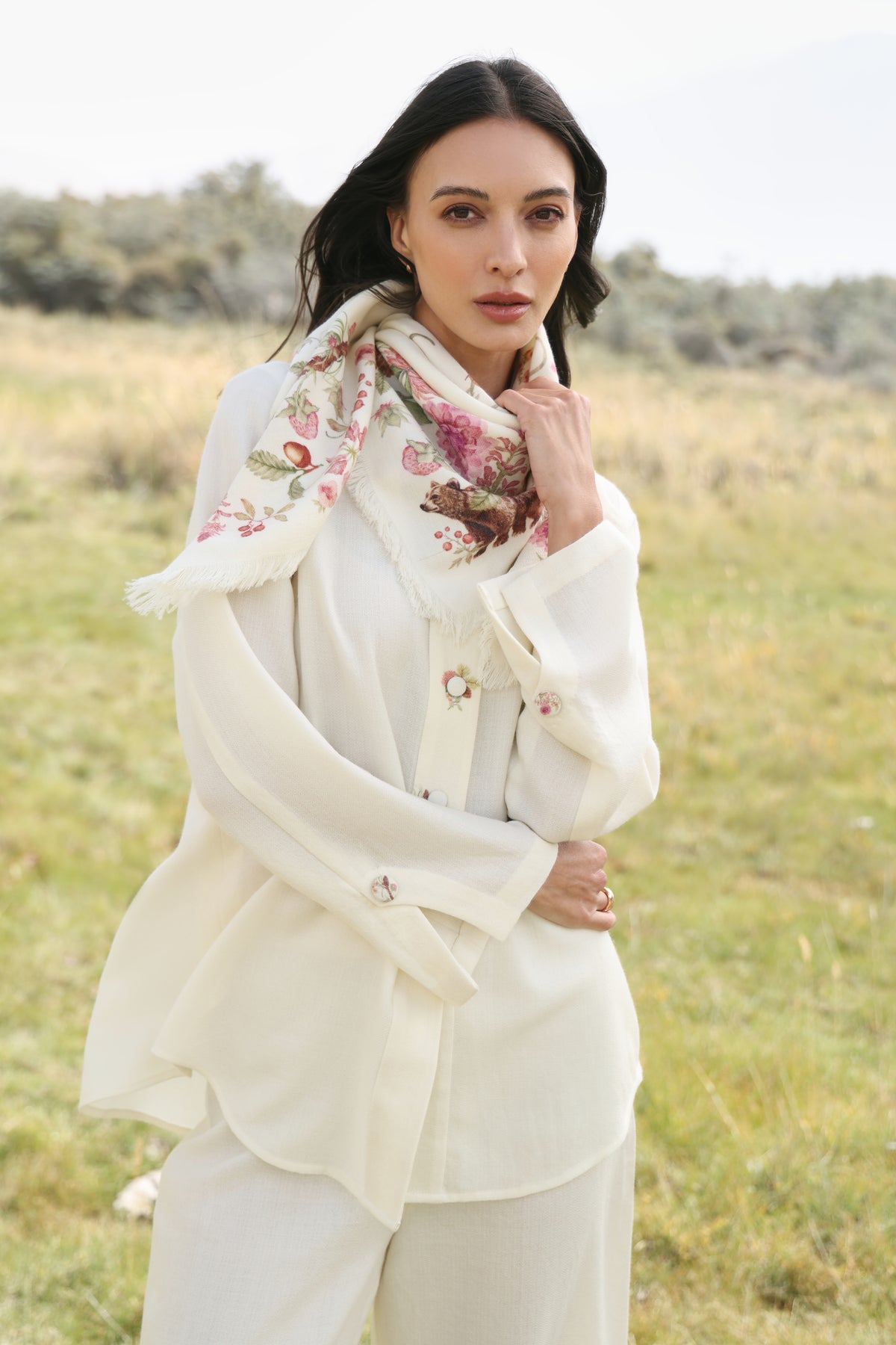 Autumn Bloom Woollen Top (Ivory Alpine Botanics)