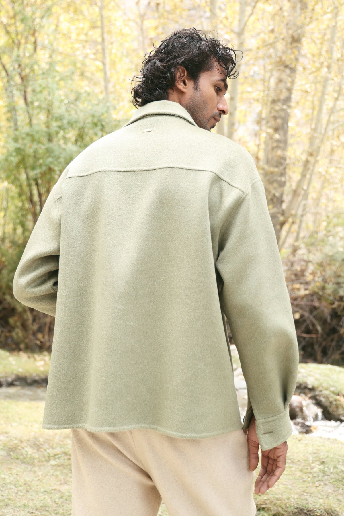 Cashmere-Silk-Merino Blend Overshirt-MAN (Winter Sage)