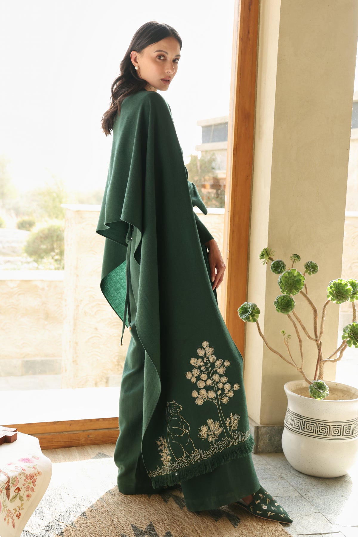 Evergreen Woollen Shawl (Forest Pine)