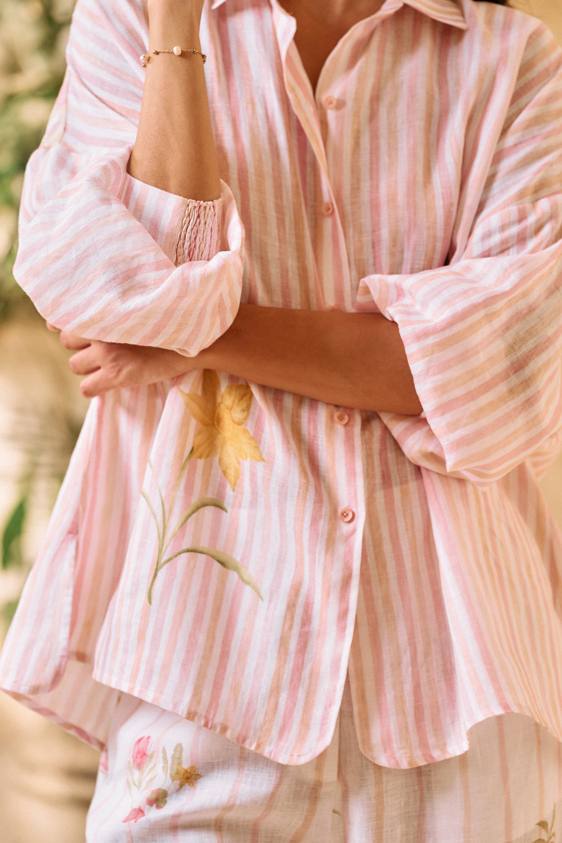 Postcard Fluid Shirt & Postcard Pants (White Floral Print)