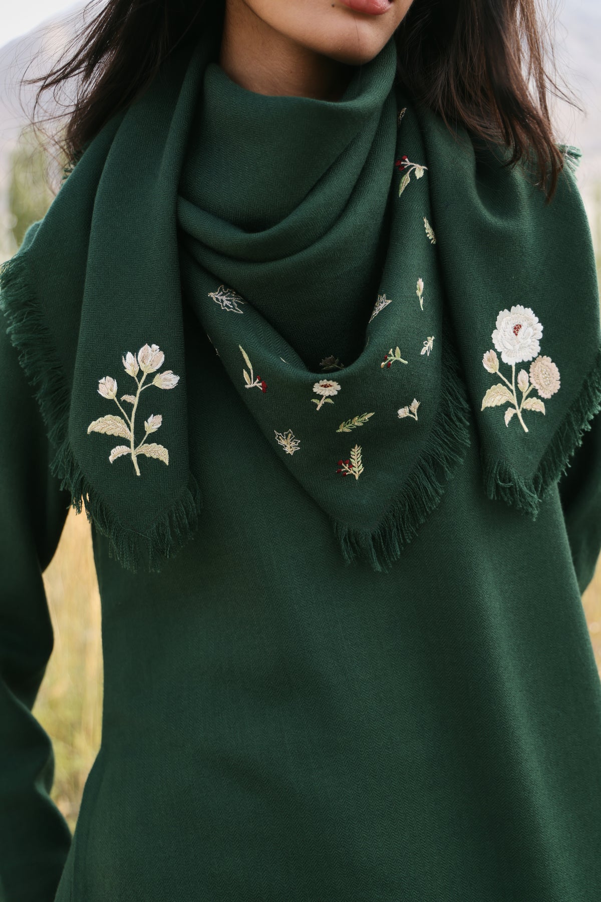 First Frost Woollen Scarf (Forest Pine)