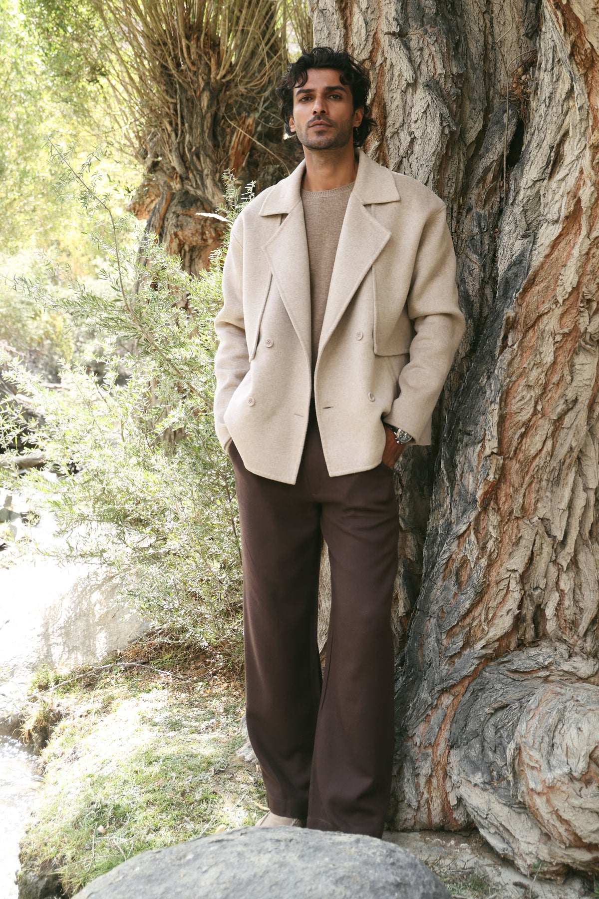 Cashmere-Silk-Merino Blend Storm Layer Coat-MAN (Winter Oat)