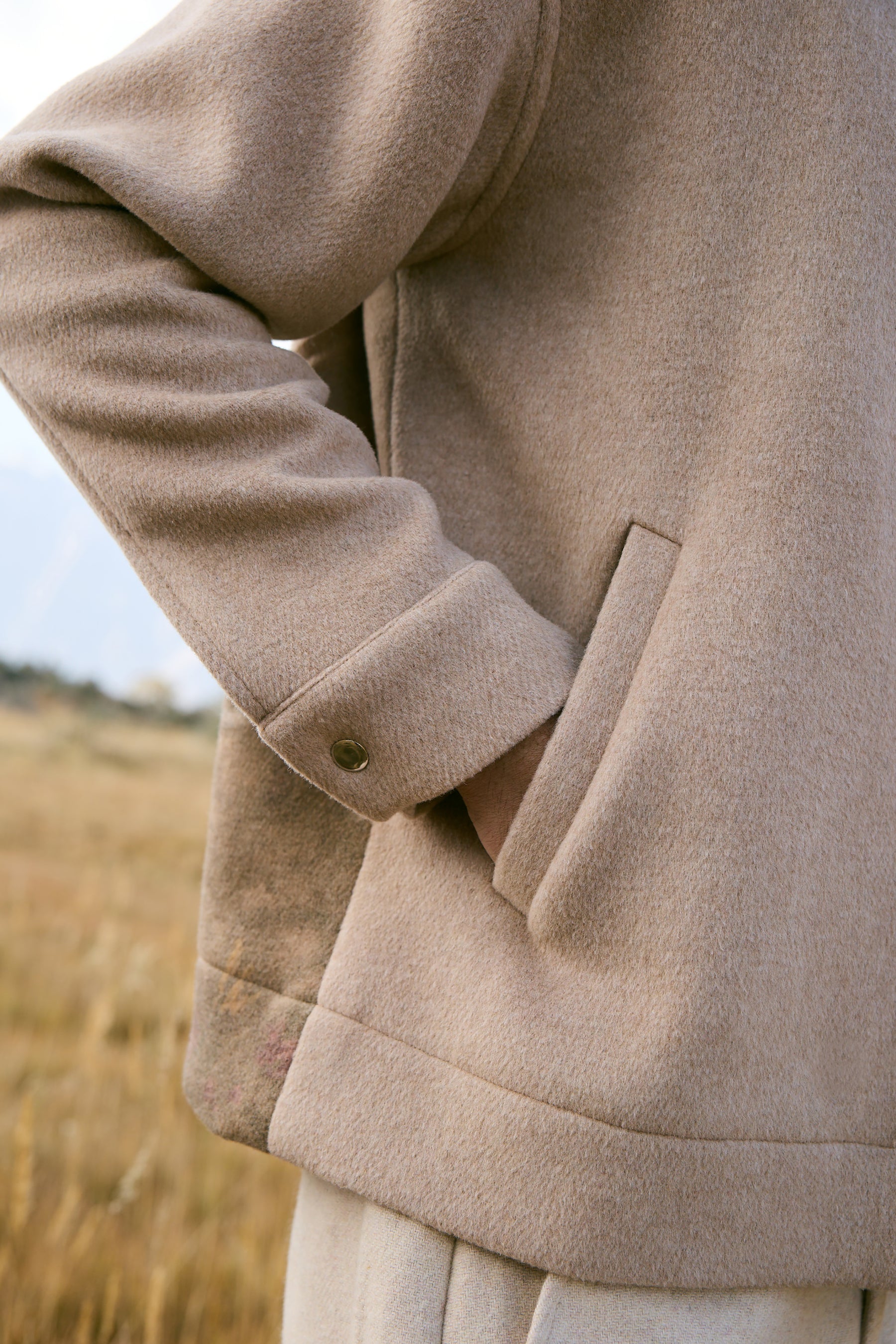 Valley Print Varsity Jacket -Man (Oatmeal)