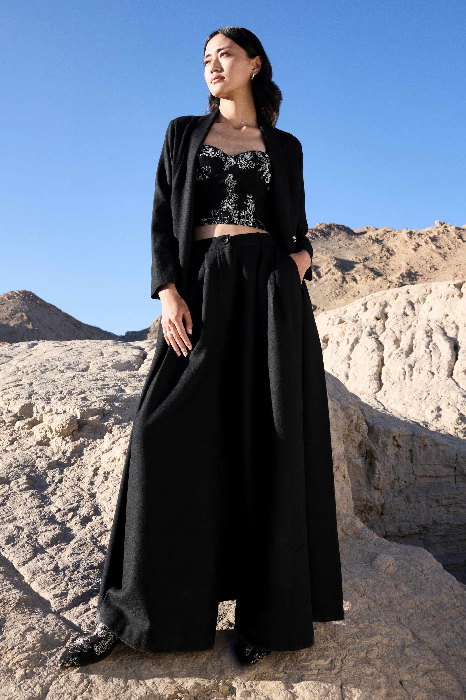 Moriri Woollen Overlay Dress (Black)