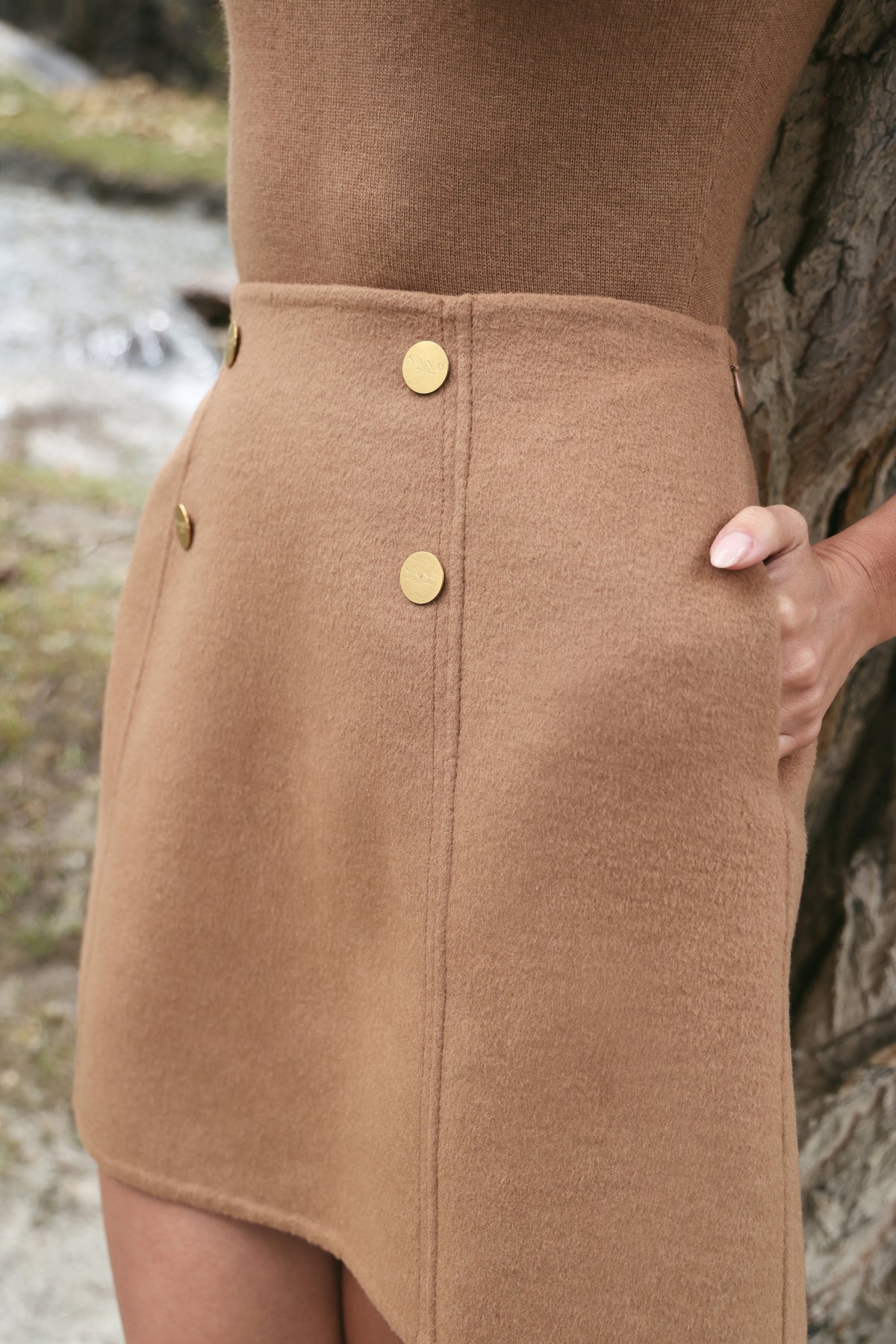 Merino Wool Blend Short Skirt (Caramel)