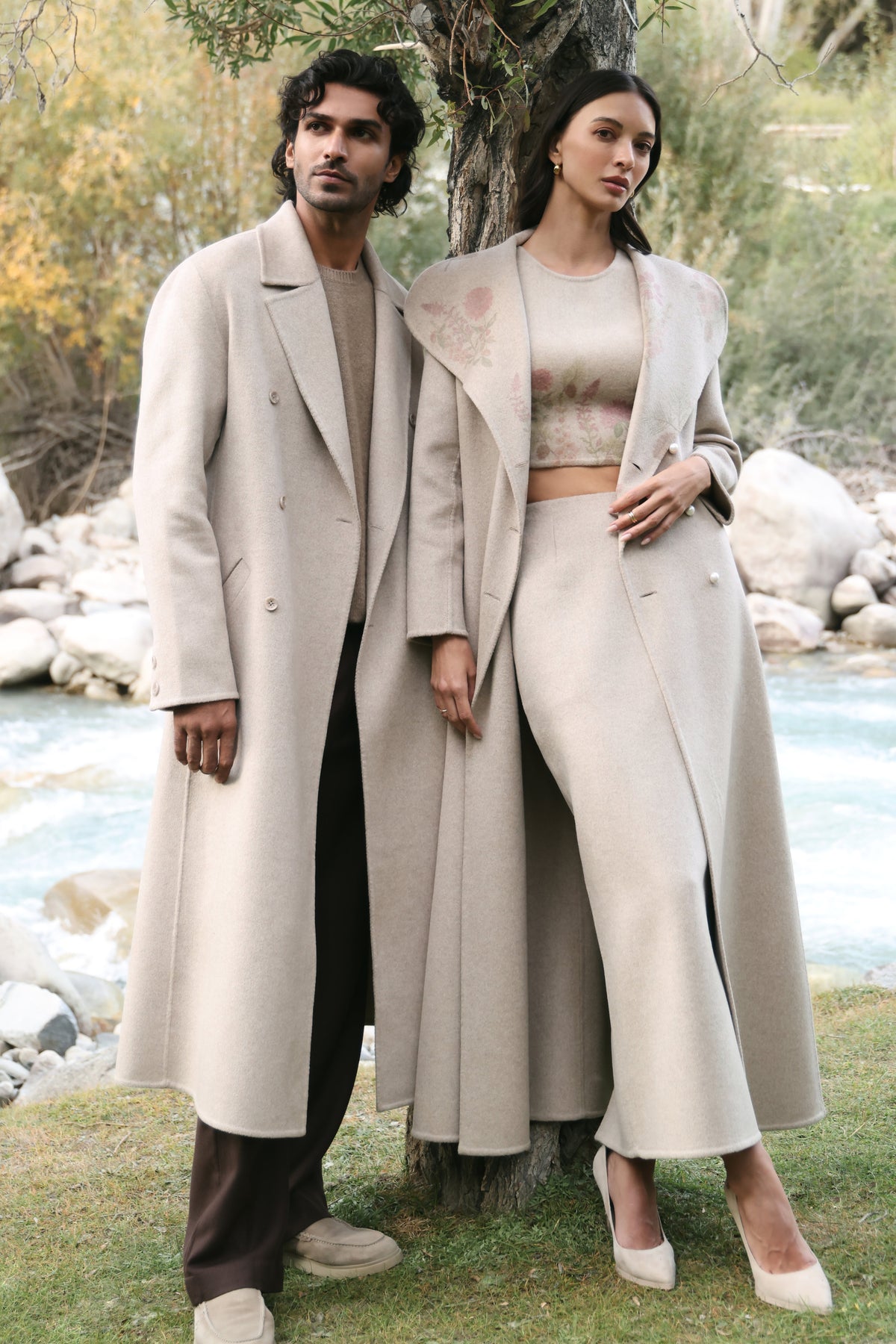 Cashmere-Silk-Merino Blend Long Coat-MAN (Winter Oat)