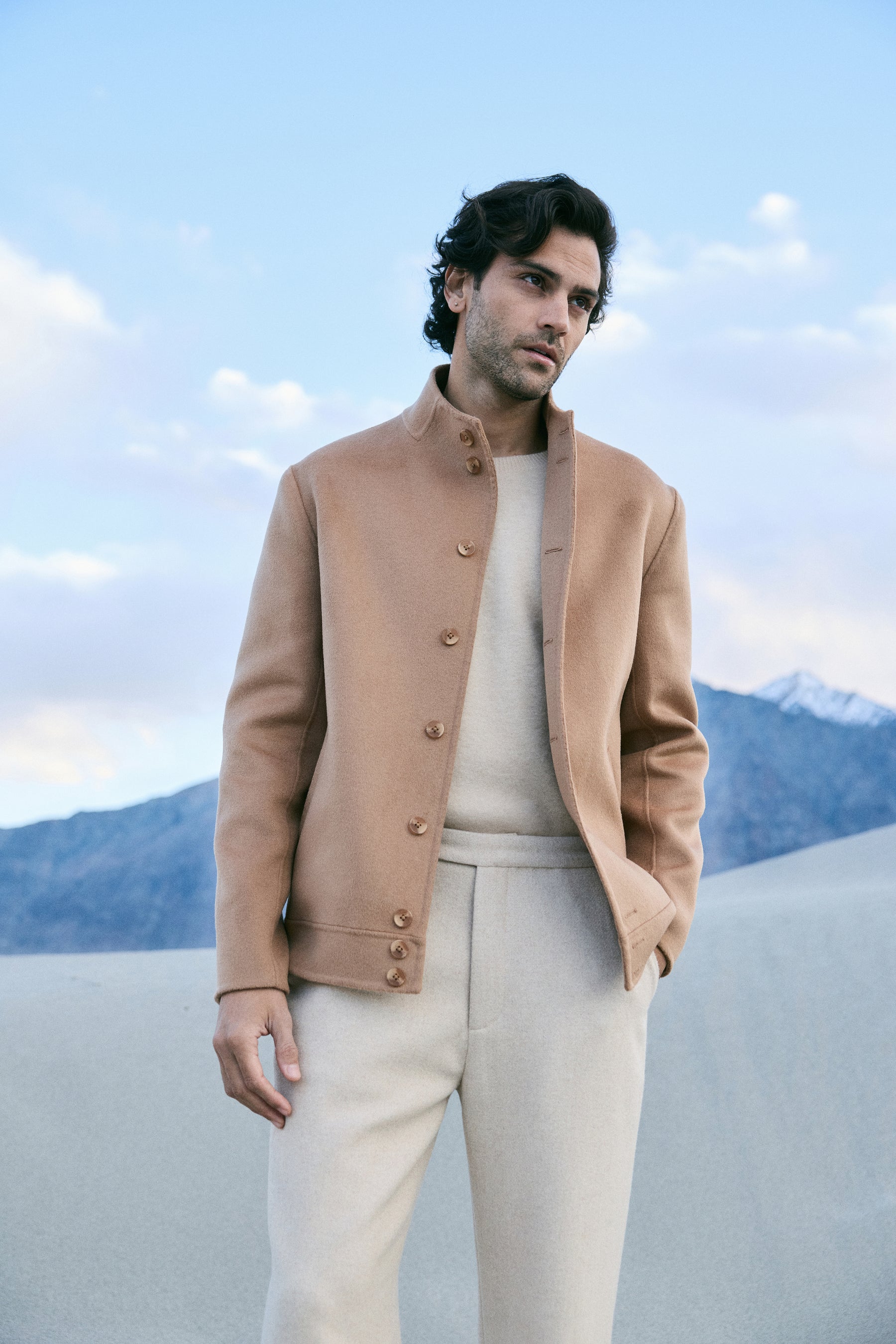 Merino Wool Blend New Trousers- MAN (Oatmeal)