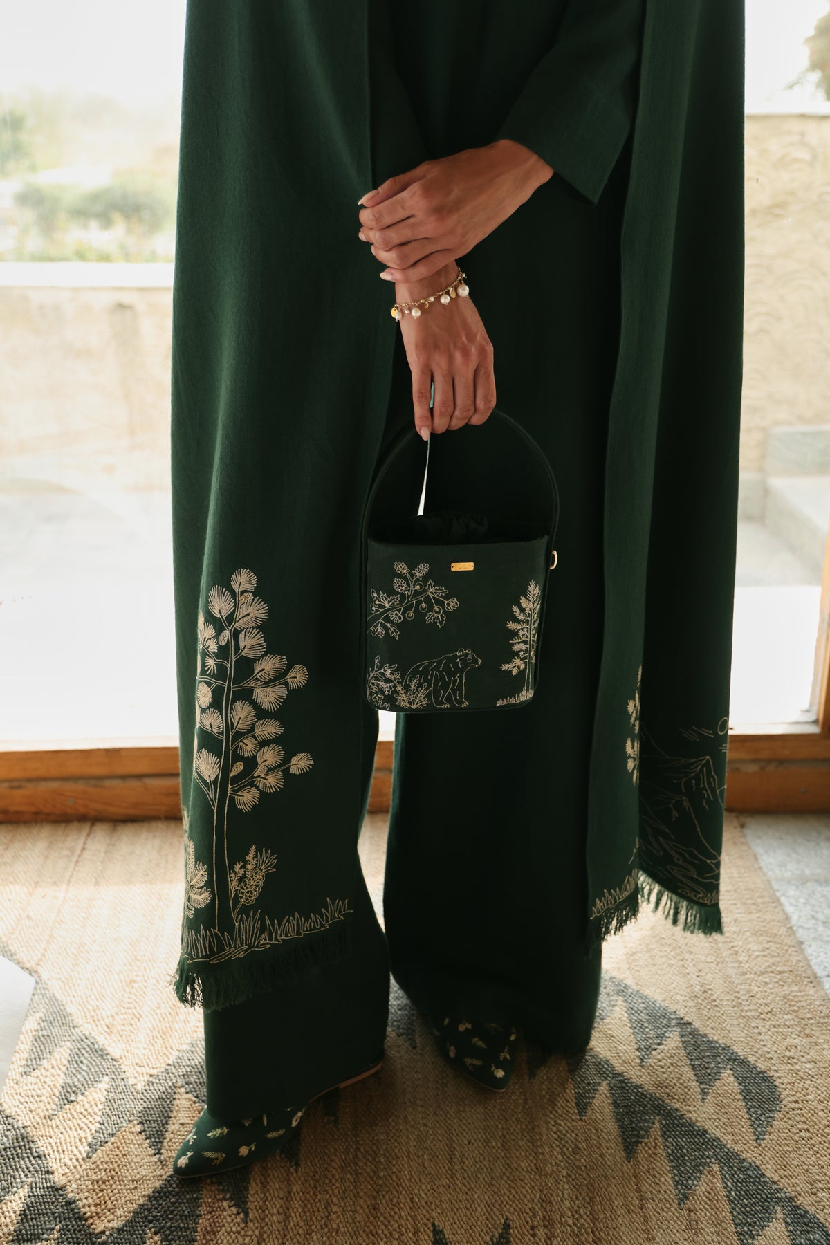 Evergreen Woollen Shawl (Forest Pine)