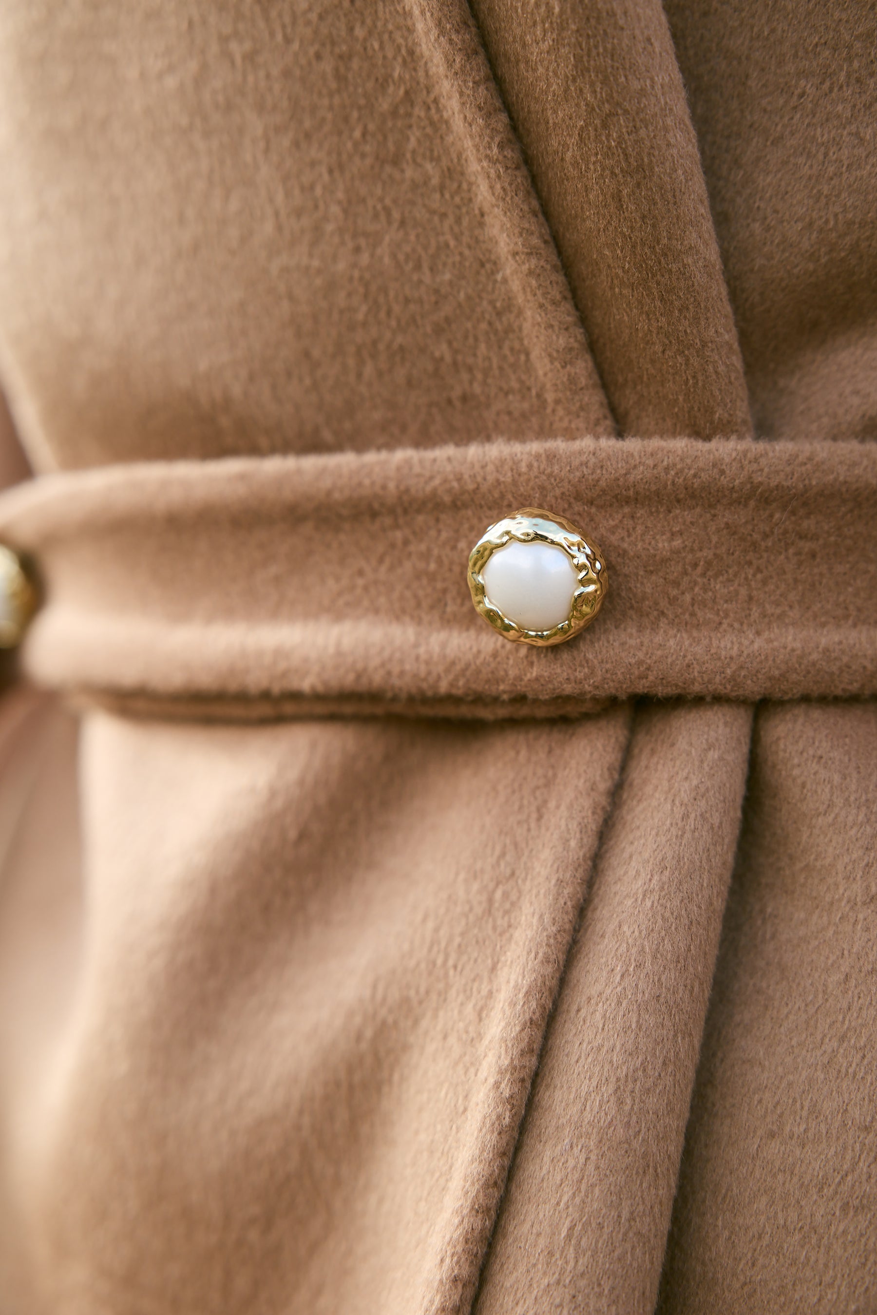 Cashmere-Silk-Merino Blend Wrap Coat (Warm Honey)