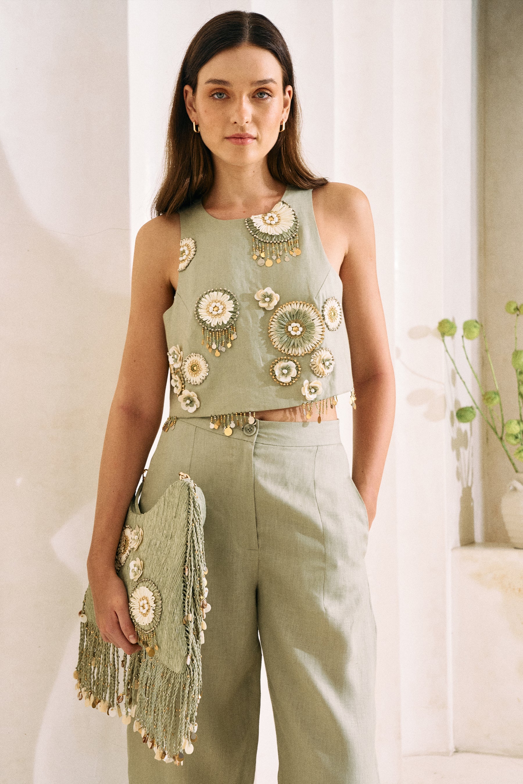 Elsewhere Top & Wandering Pants (Sage)