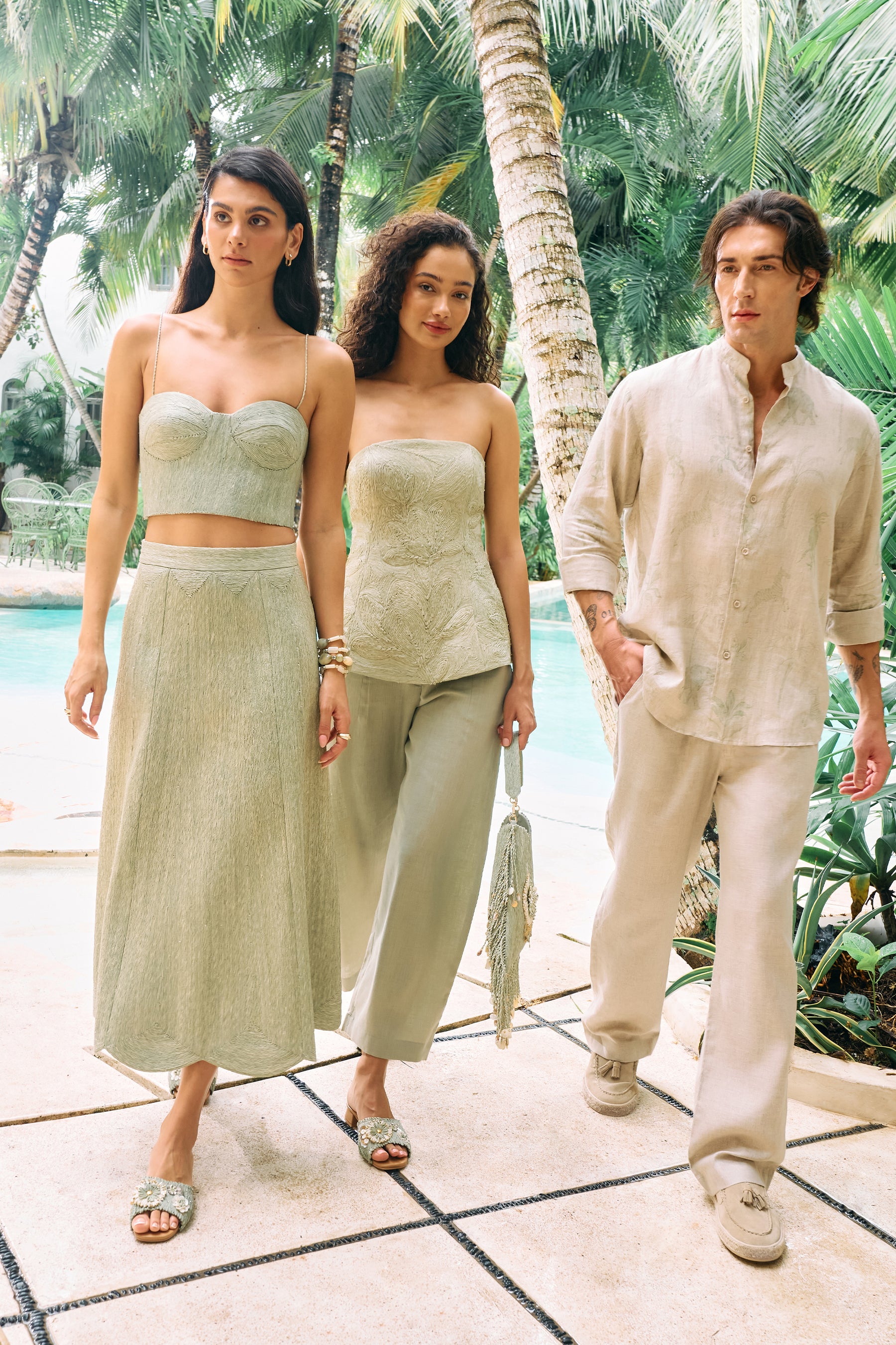 Sage Raffia Olive Coast Top