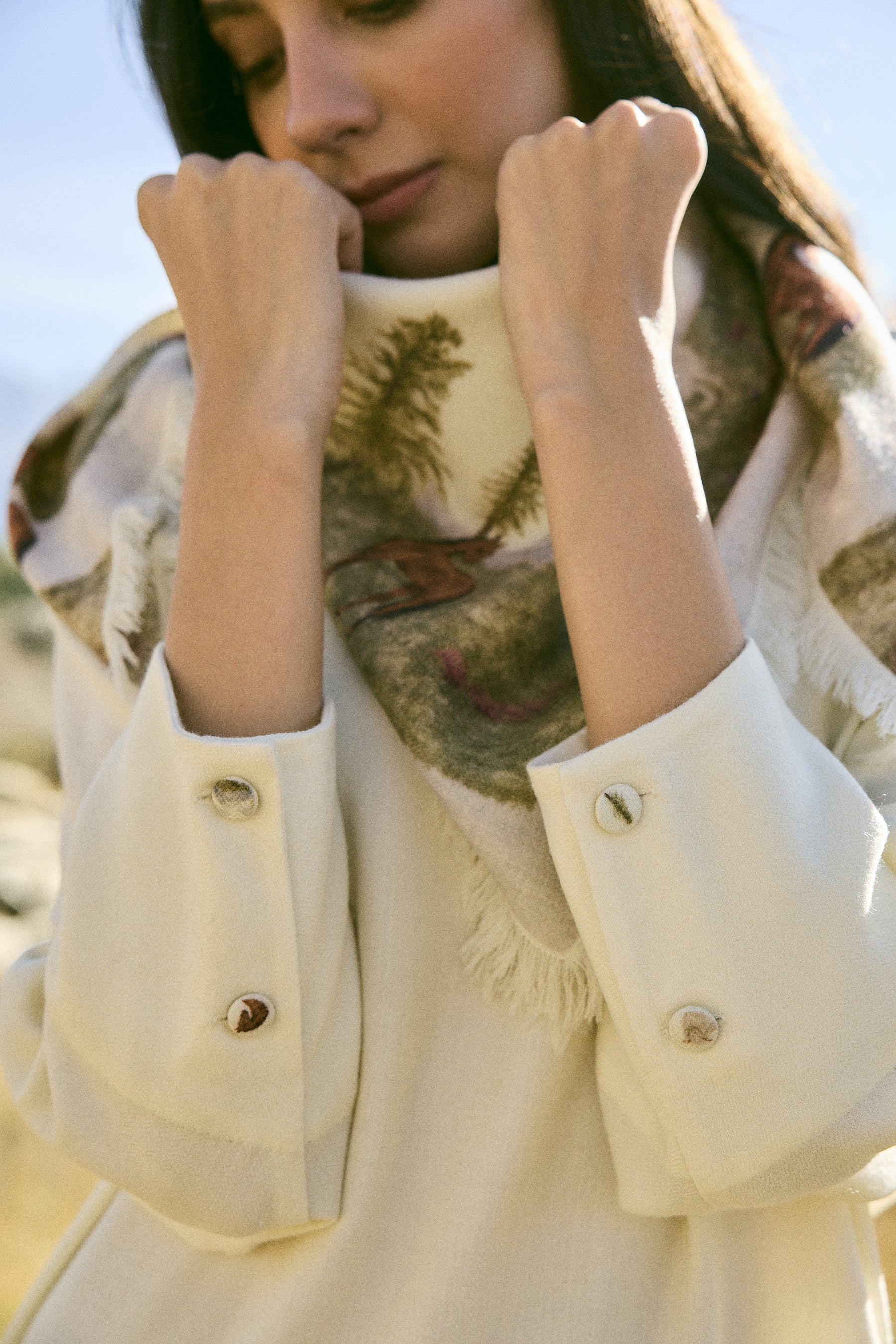 Valley Print Woollen Kaftan (Ivory)