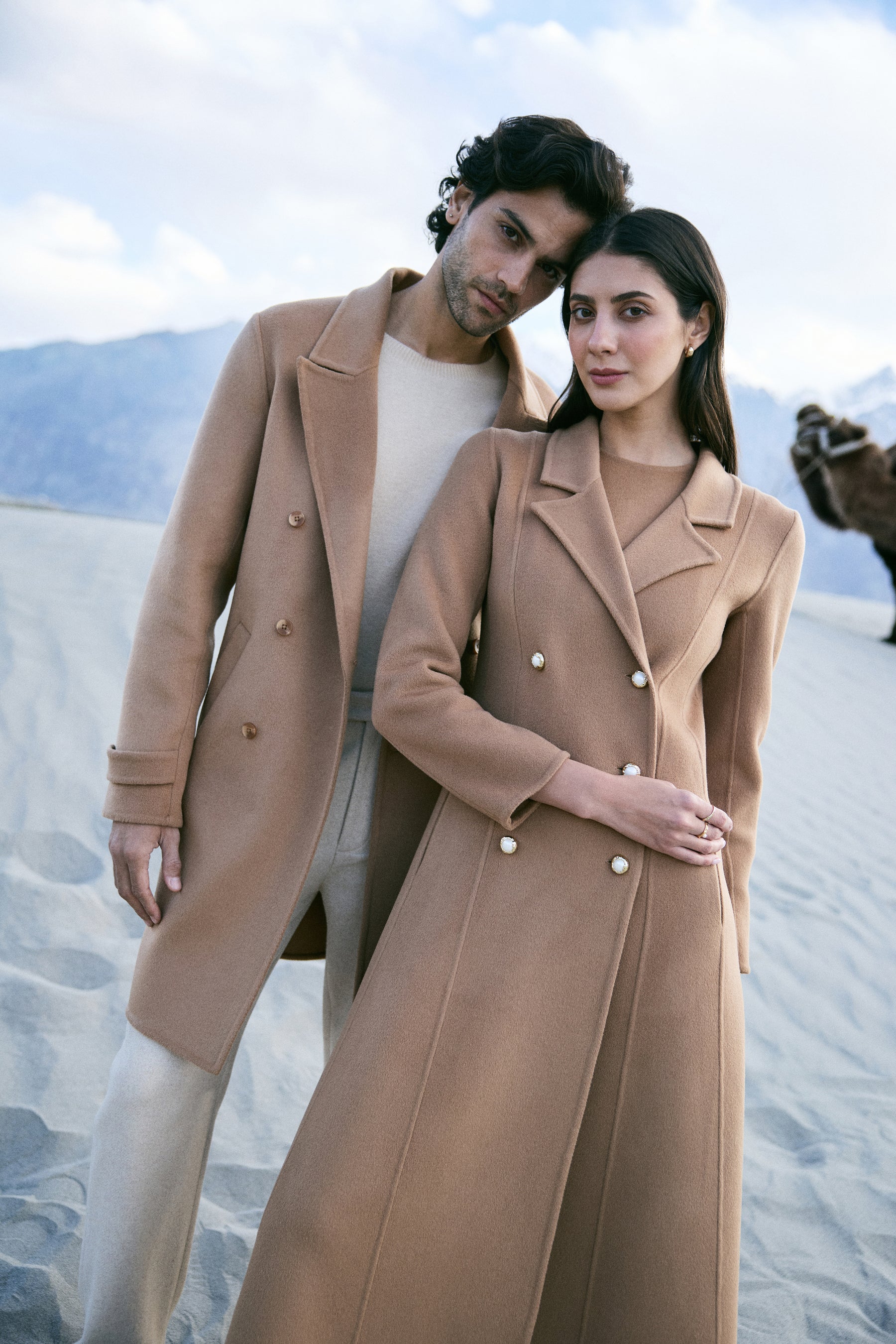 Cashmere-Silk-Merino Blend Long Coat-MAN (Warm Honey)