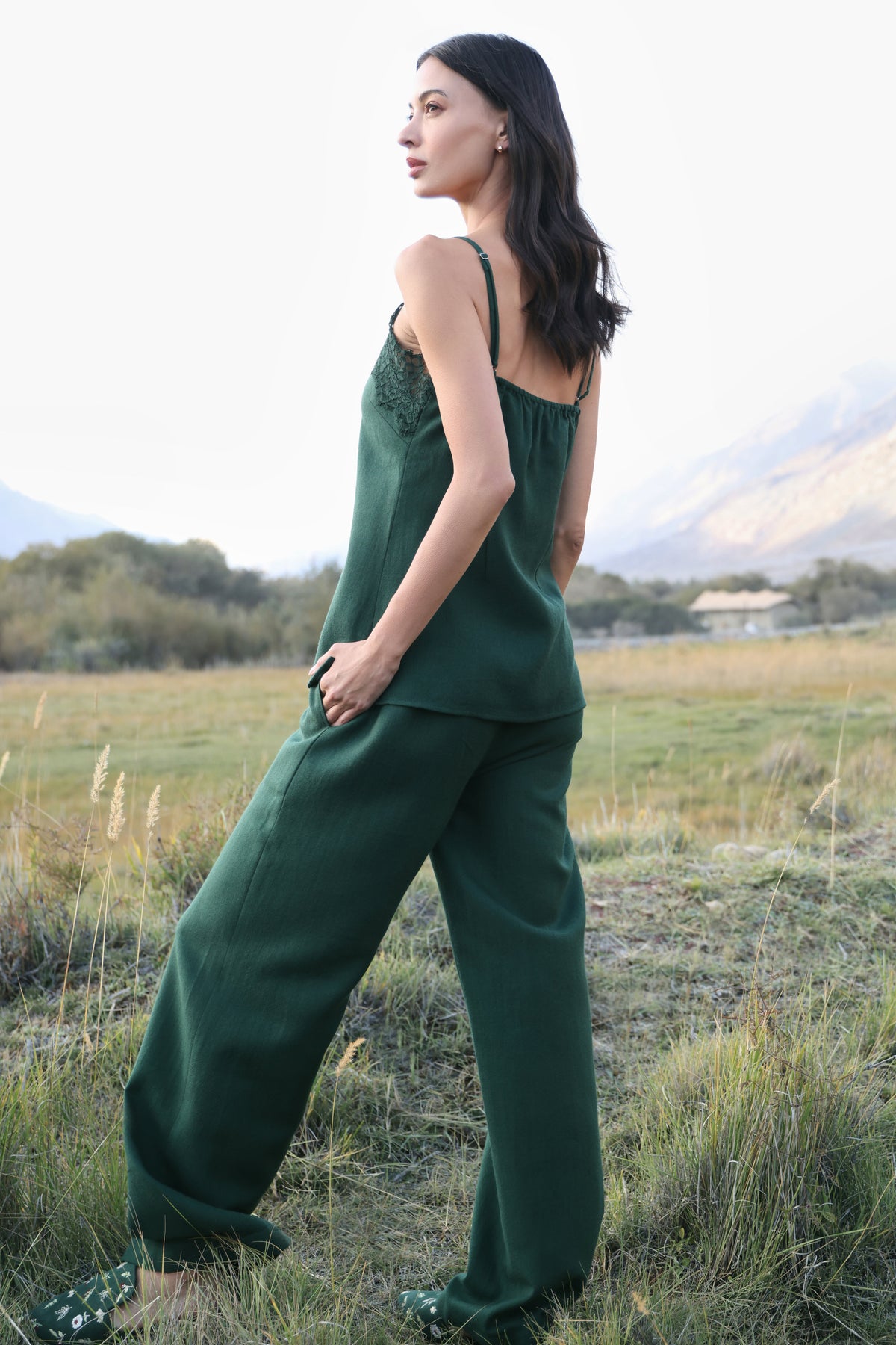 Afterglow Woollen Lace Top (Forest Pine)