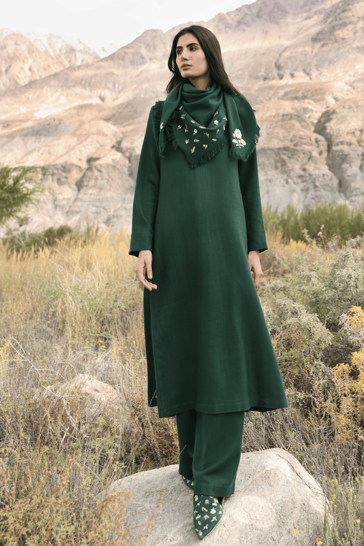First Frost Woollen Top Dress (Forest Pine)