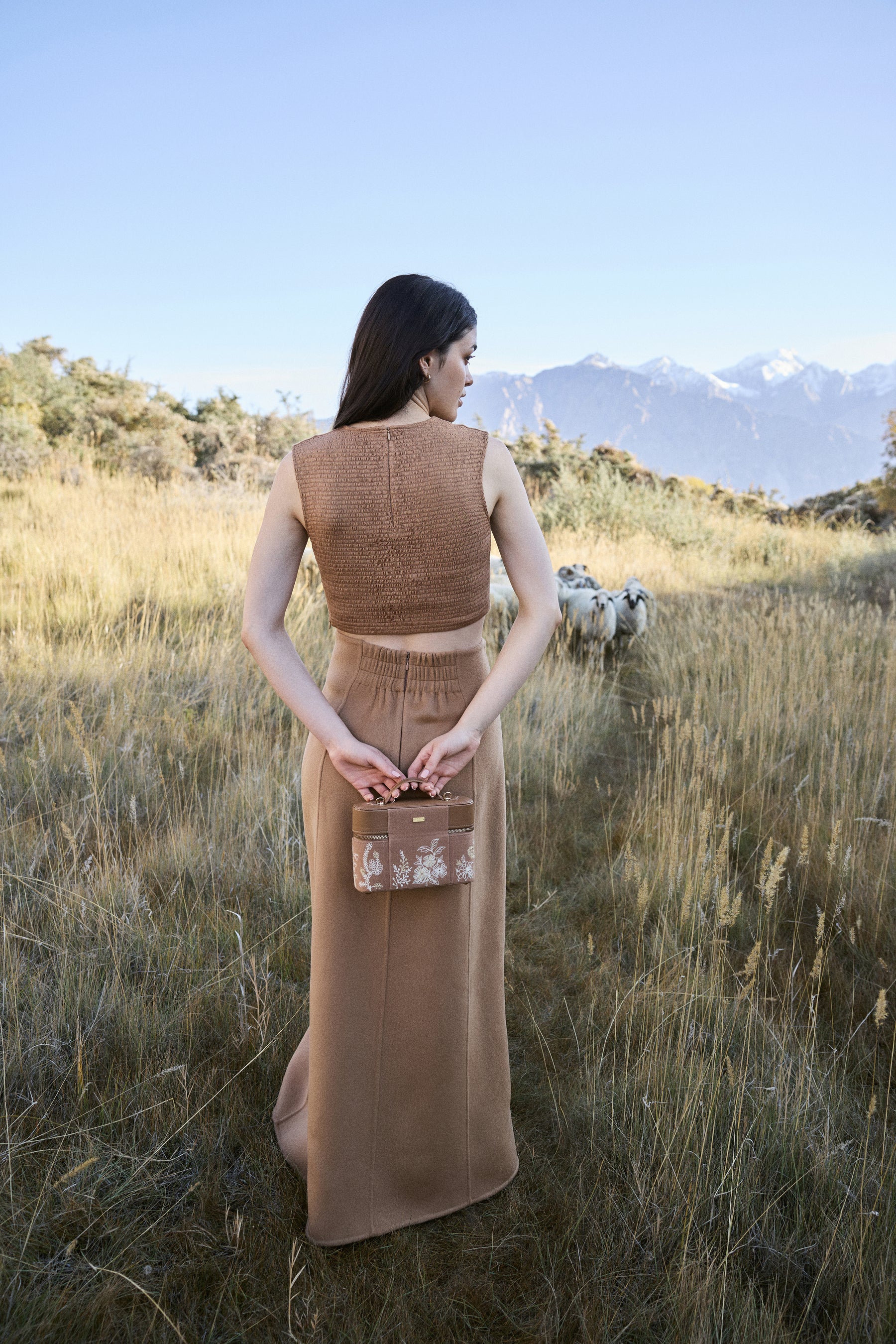 Cashmere-Silk-Merino Blend Skirt (Warm Honey)