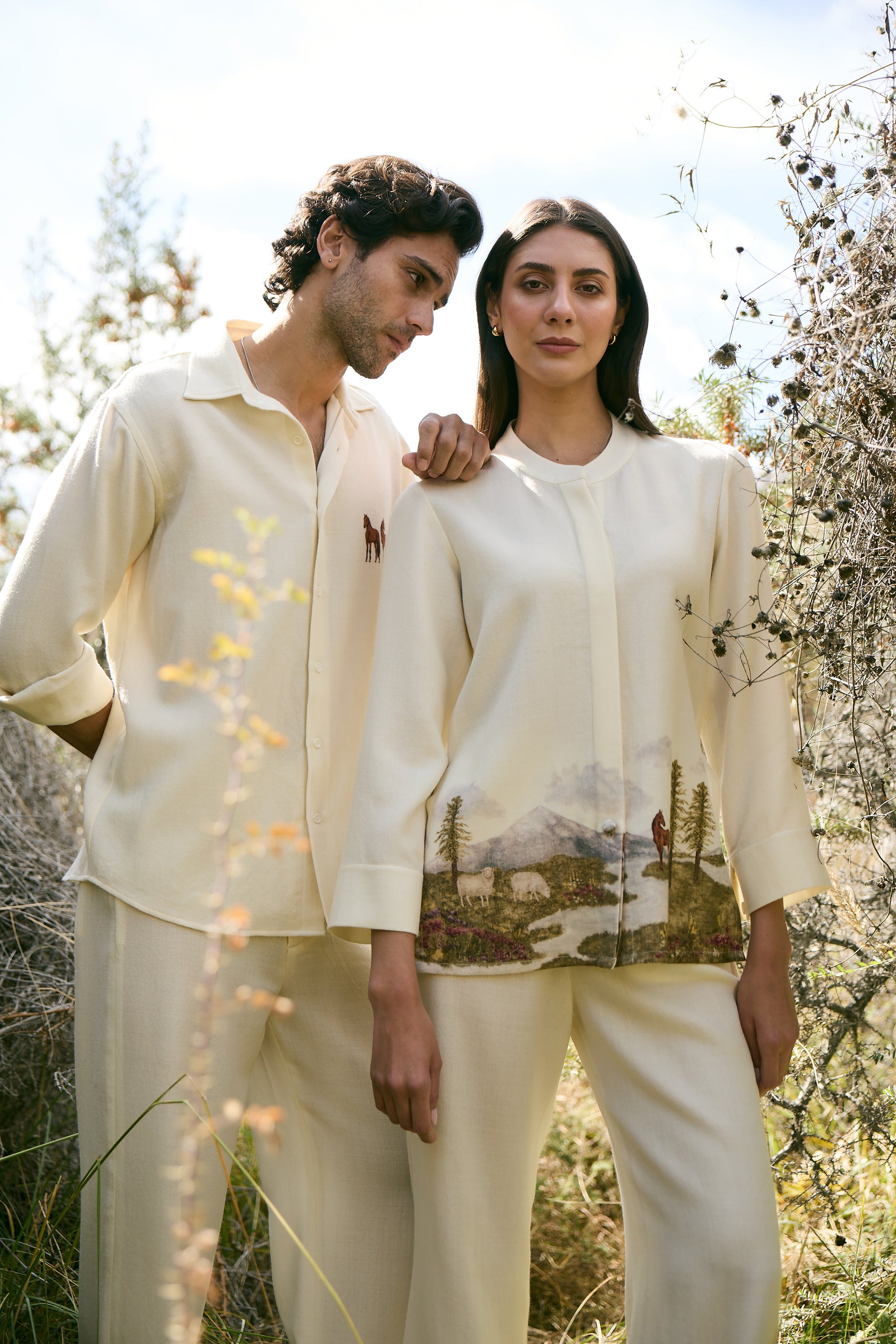 Valley Print Woollen Top (Ivory)