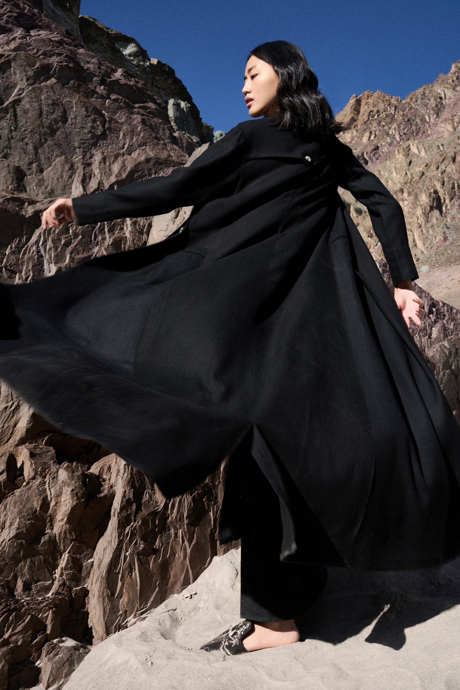 Moriri Woollen Overlay Dress (Black)