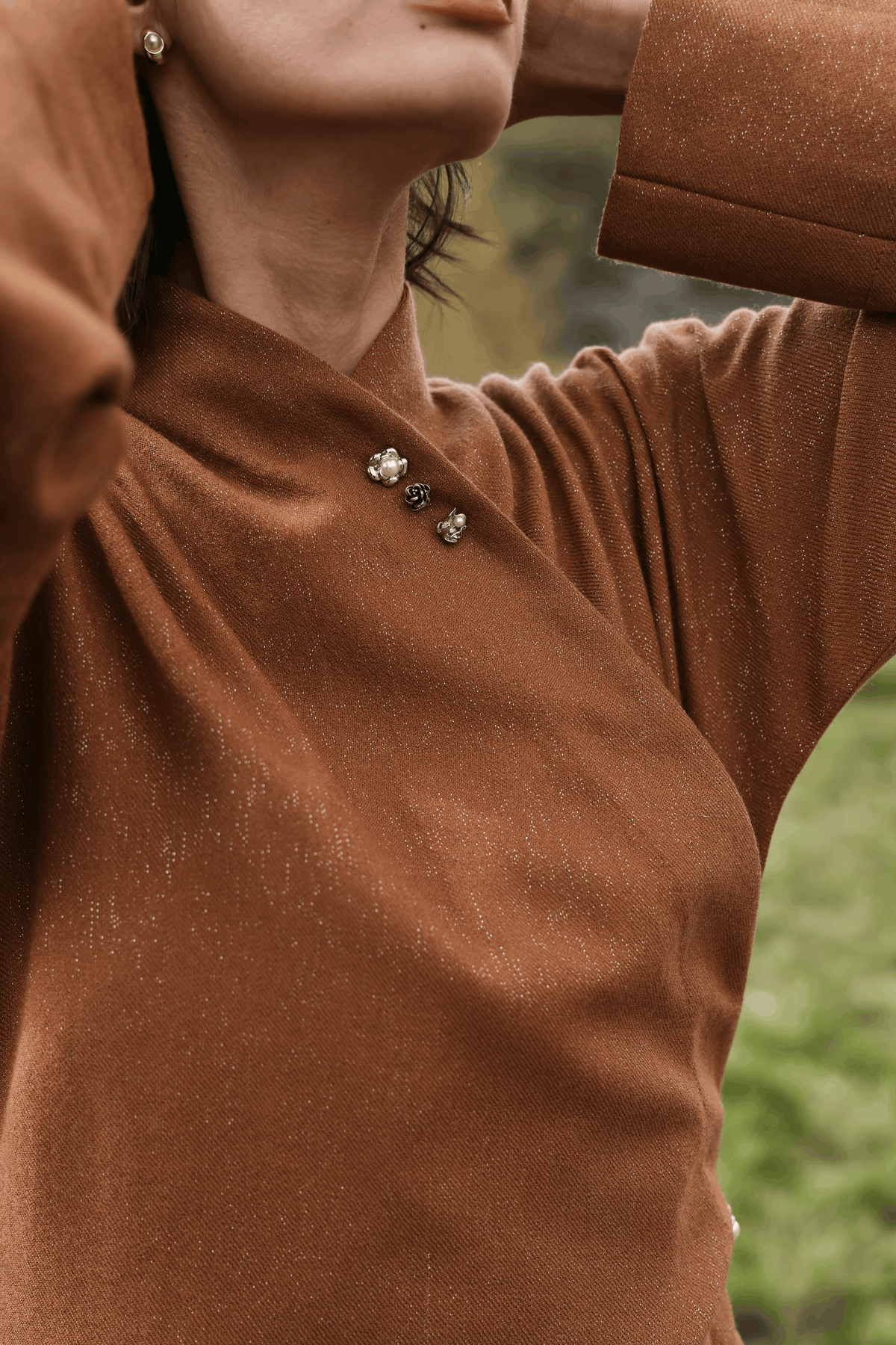 Autumn Chill Wrap Woollen Top (Maple)