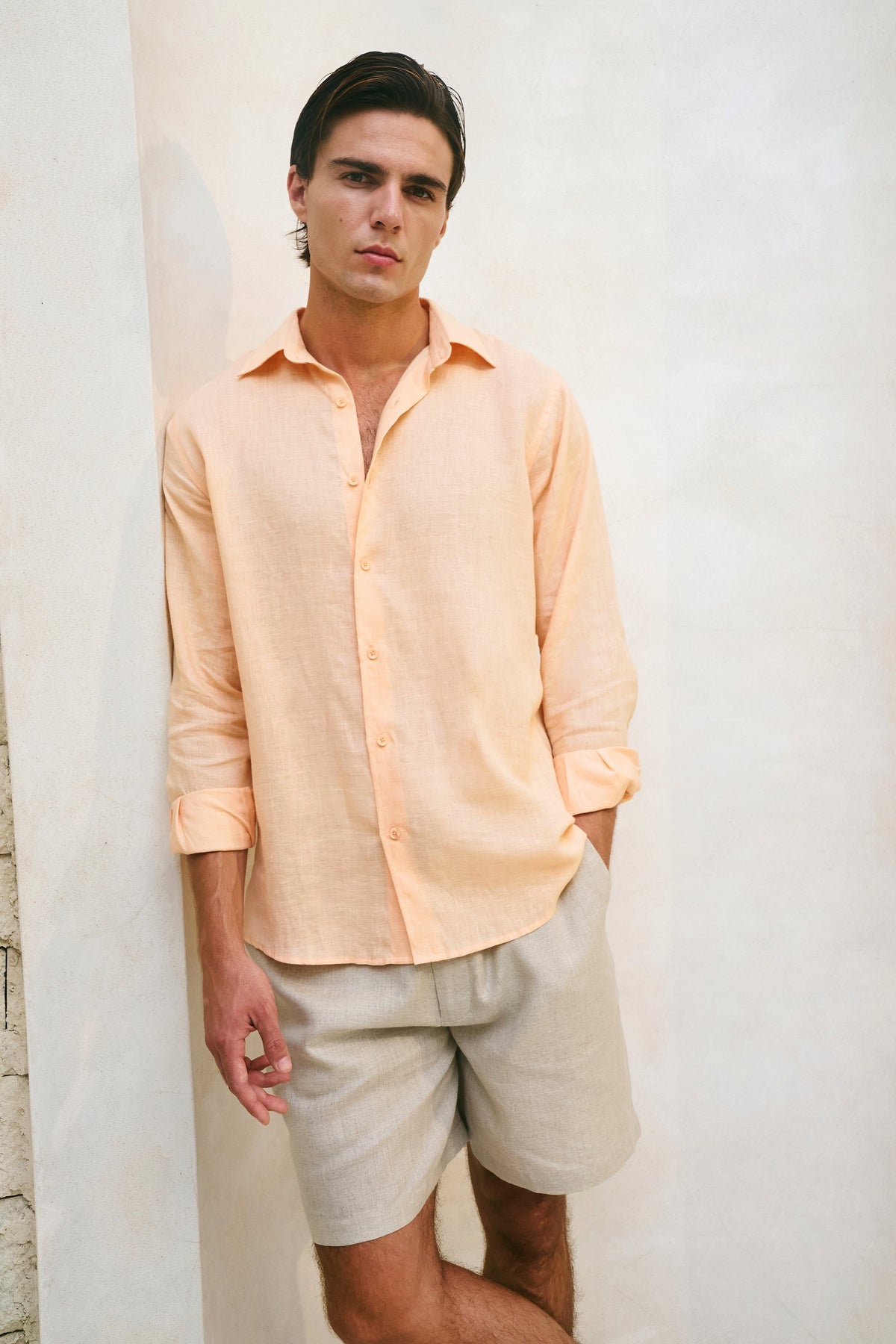 Melon Corsica Linen Shirt for Man