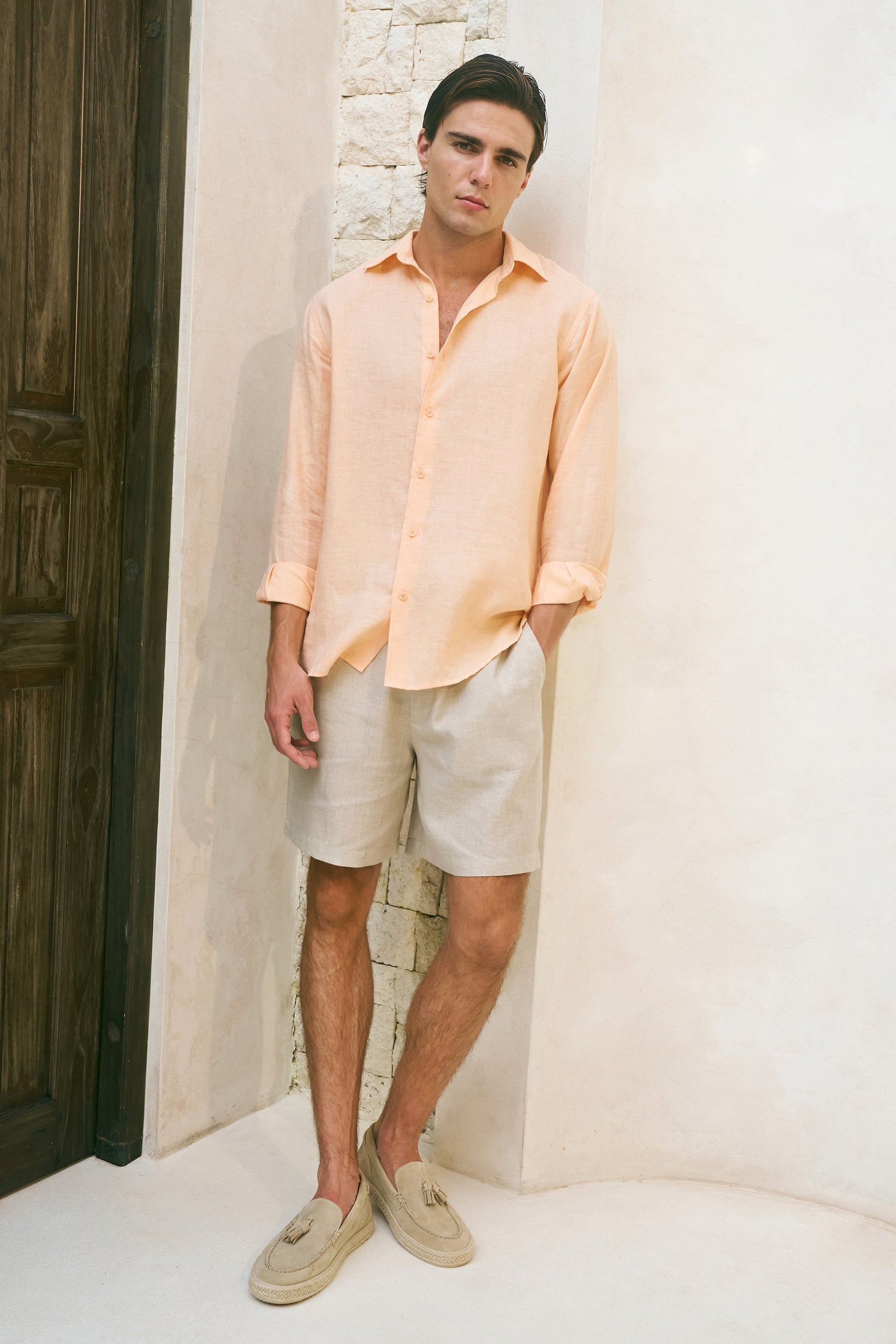 Melon Corsica Linen Shirt for Man