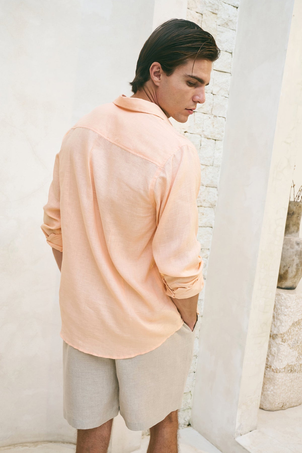 Melon Corsica Linen Shirt for Man