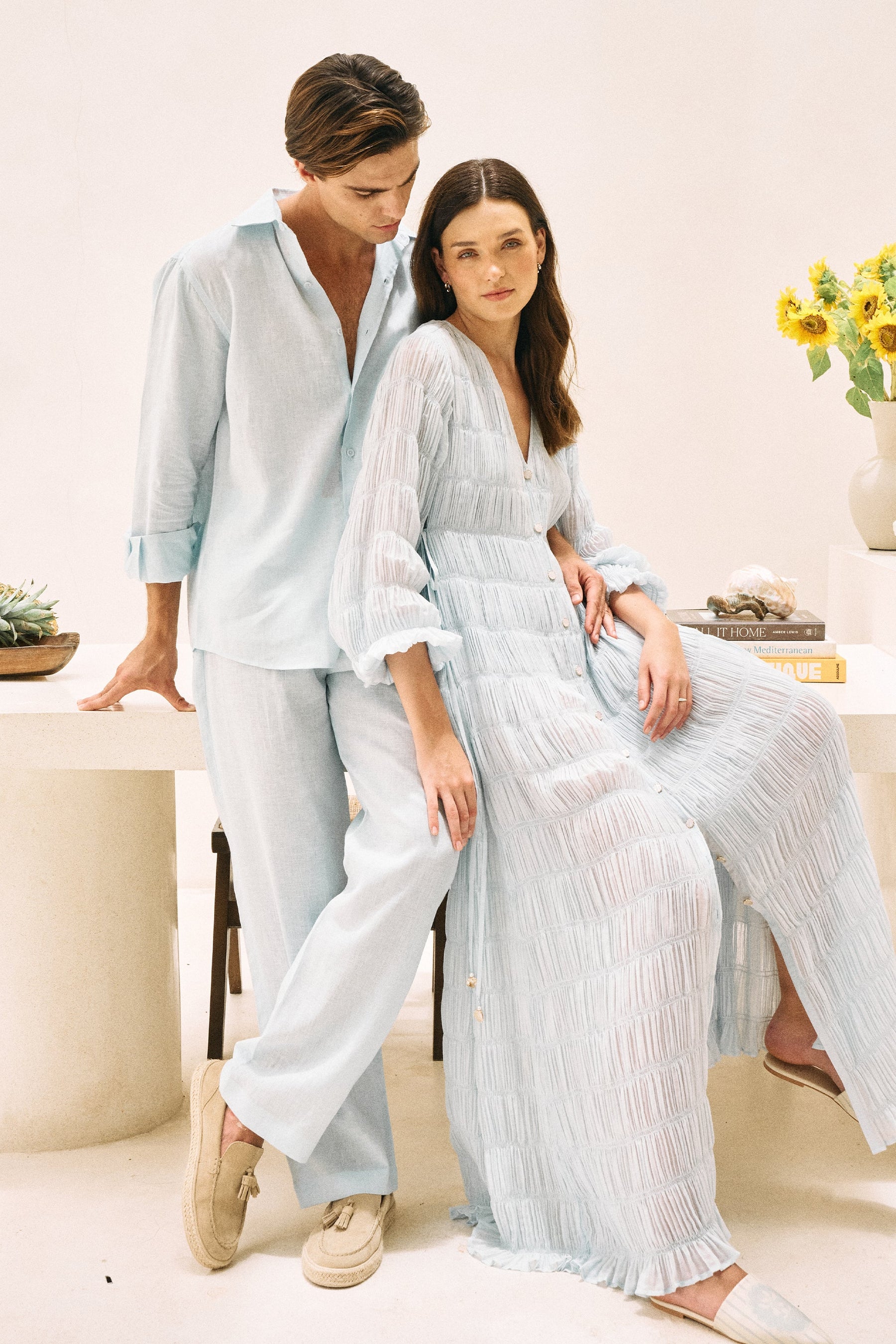 Spring Blue Corsica Linen Shirt for Man