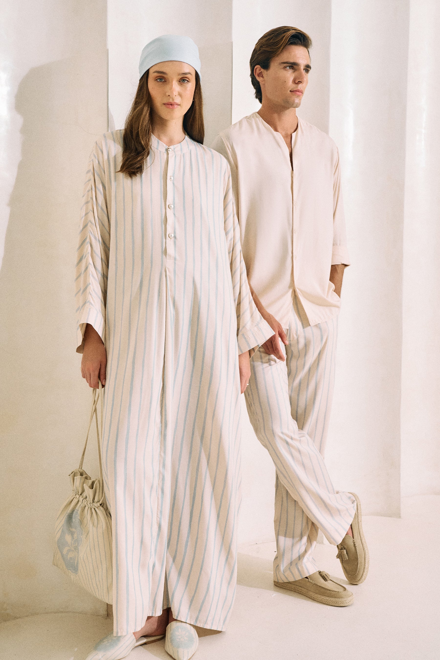 Oasis Print Kaftaan Dress (Spring Blue)