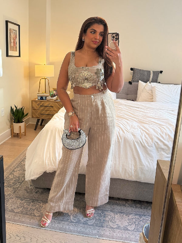 Clifton Bandeau Top & Clifton Pants (Taupe - Silver)