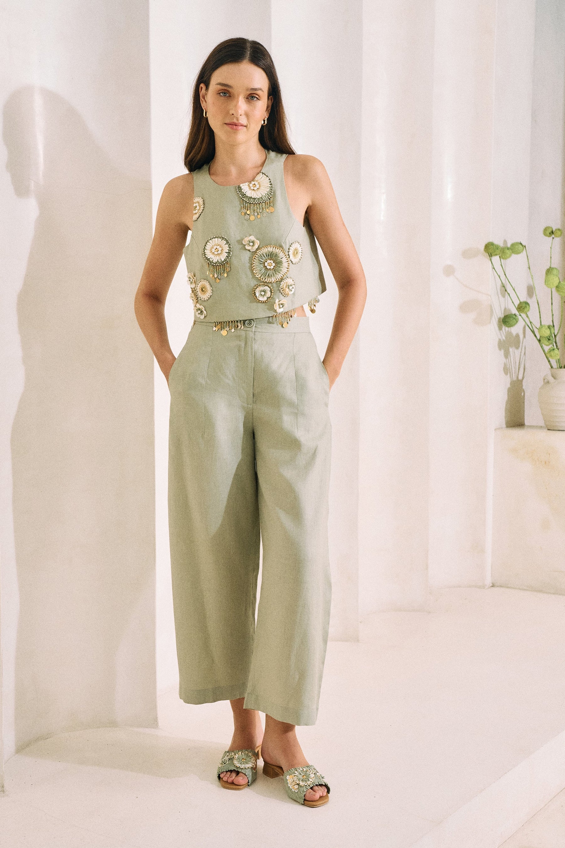 Sage Elsewhere Organic Linen Top